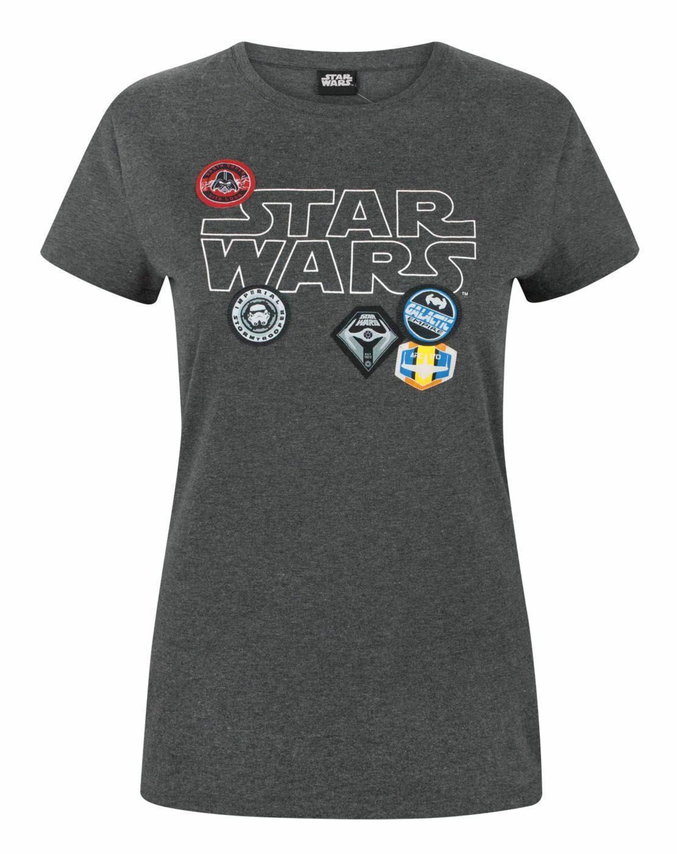 Grey Star Wars Badges Women's T-Shirt, Image 3 of 6