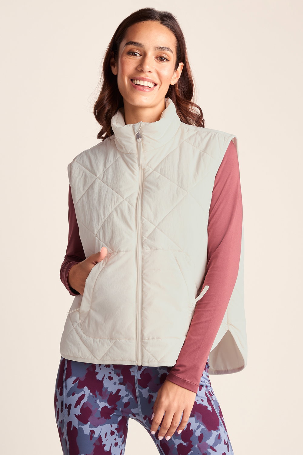 Cream Slaley Insulated Relaxed Fit Gilet, Image 1 of 6