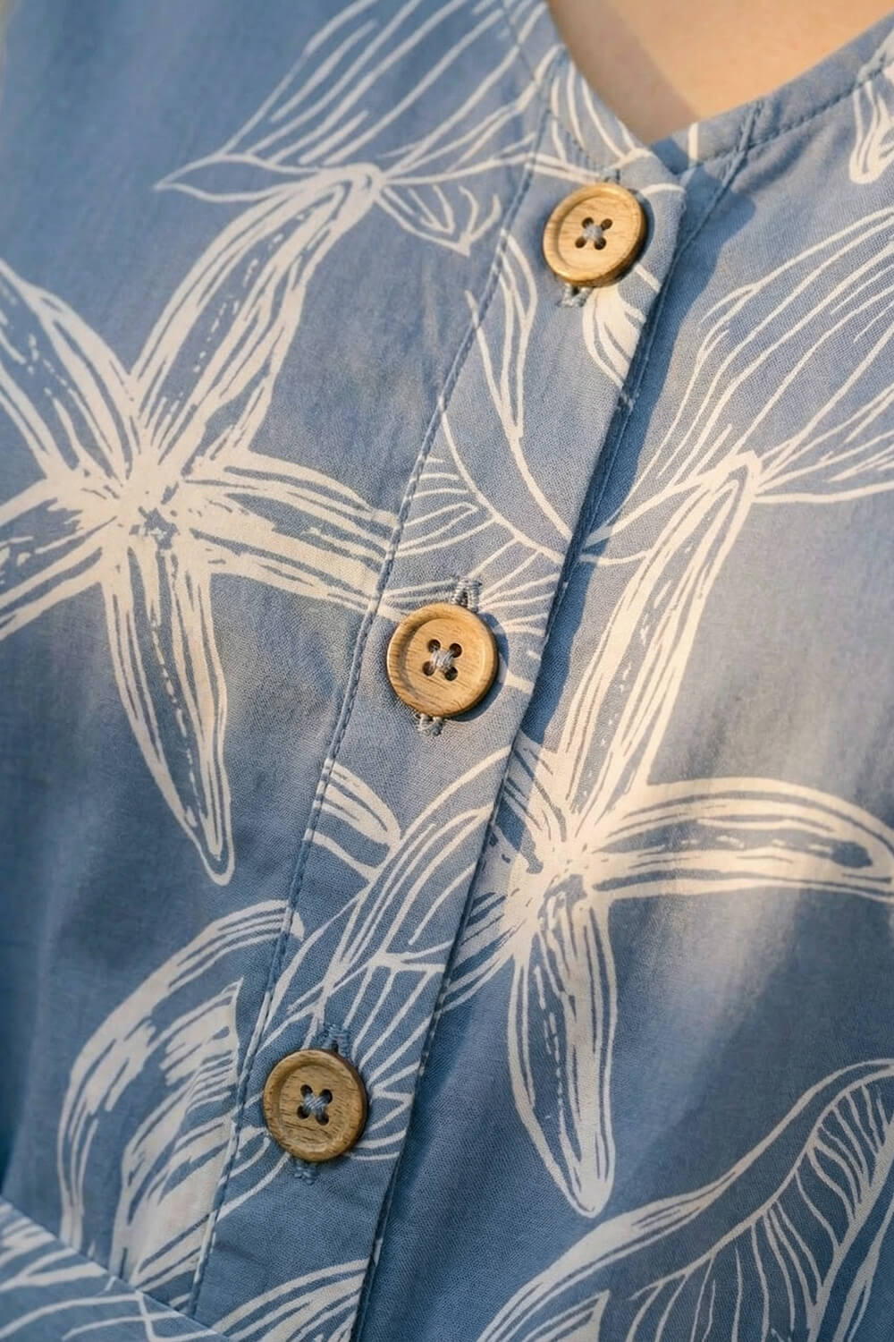 Denim Curve Shell Print Shirt Dress, Image 5 of 4