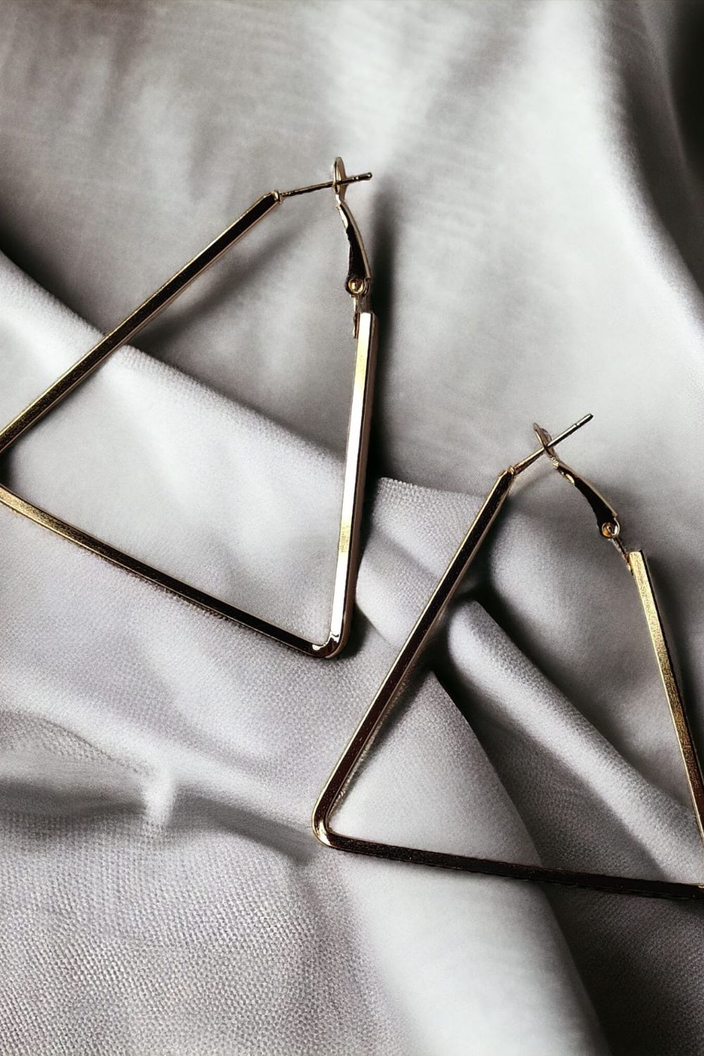 Gold Large Triangle Summer Hoop Earrings, Image 2 of 2
