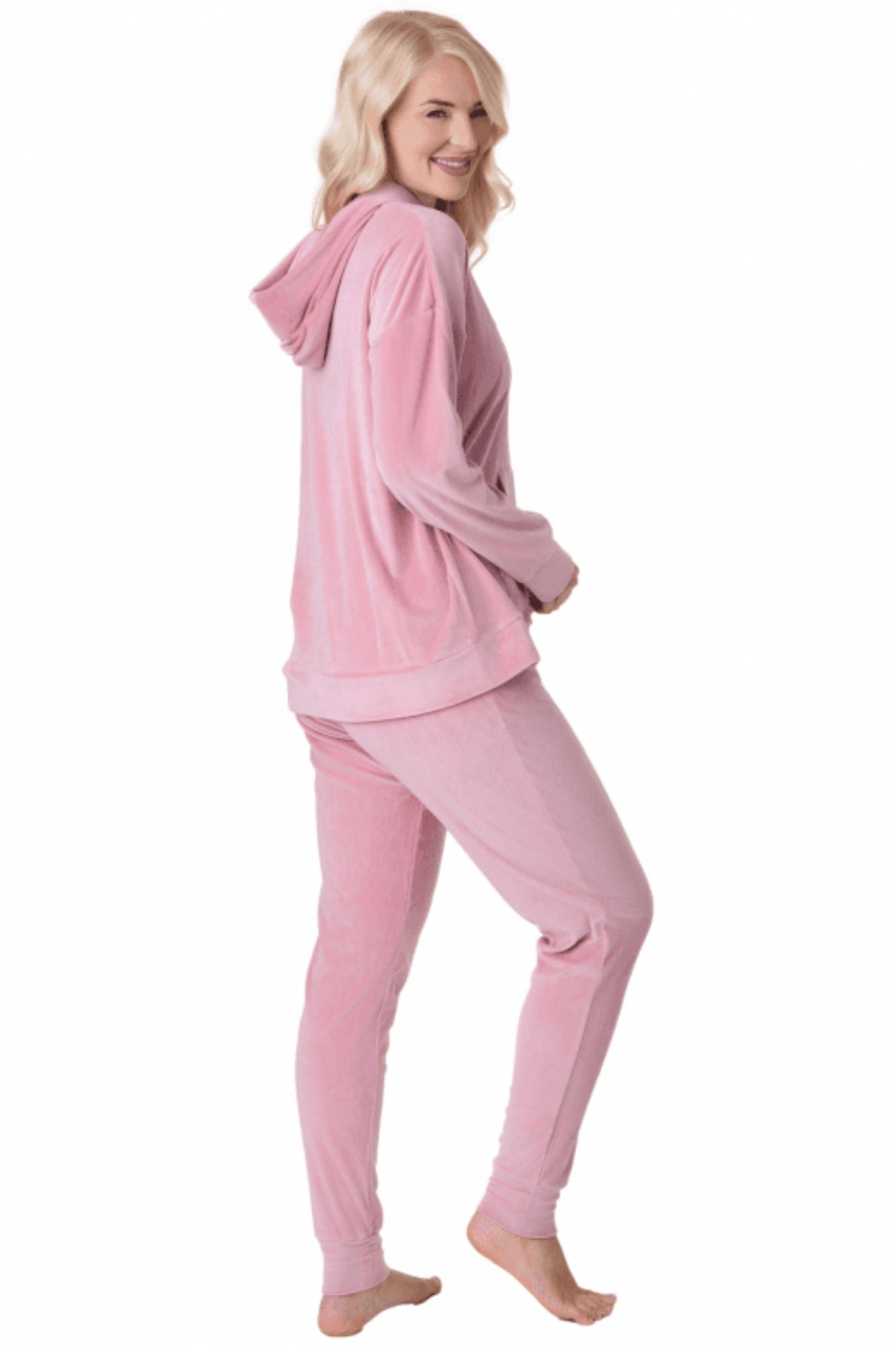 Pink Camille Lingerie Pink Supersoft Velour Loungewear Pyjama Set, Image 4 of 5
