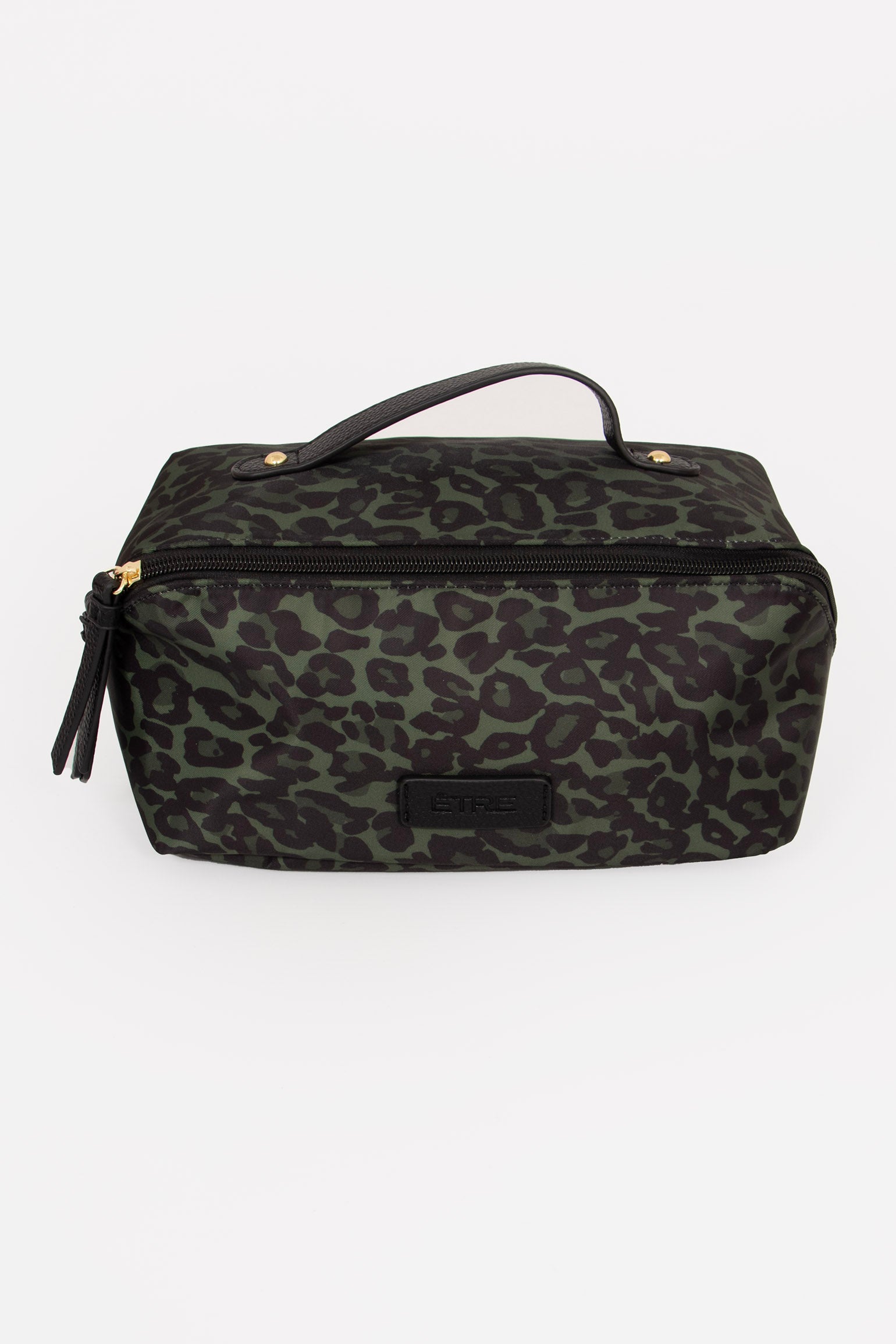 Green Leopard Vanity Case Makeup Bag