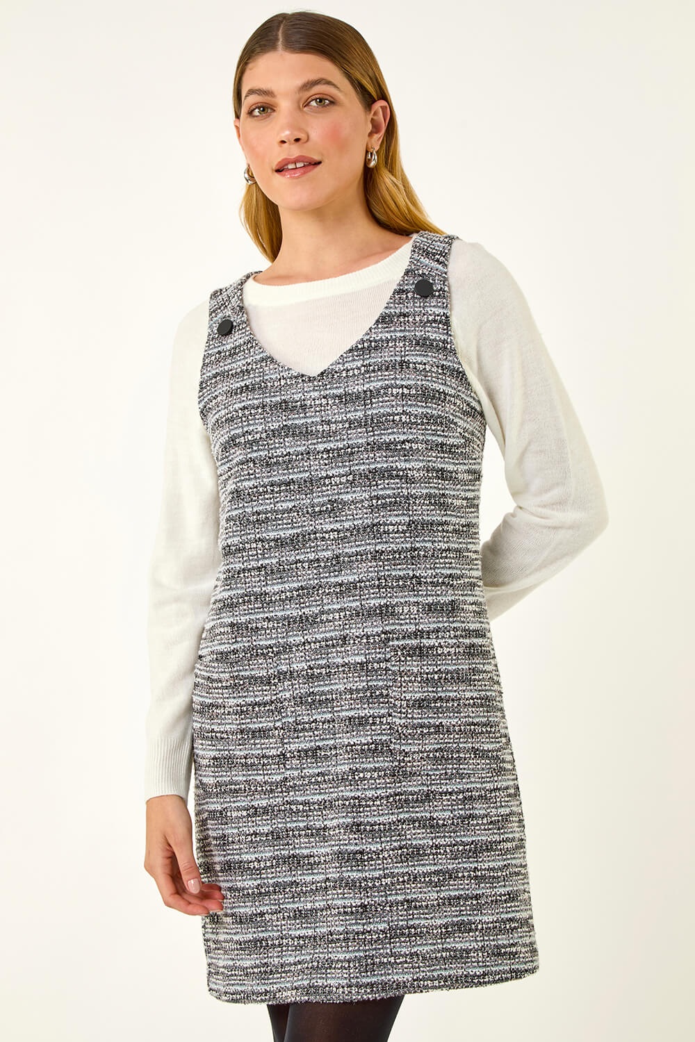Black Textured A-Line Pocket Dress, Image 5 of 5