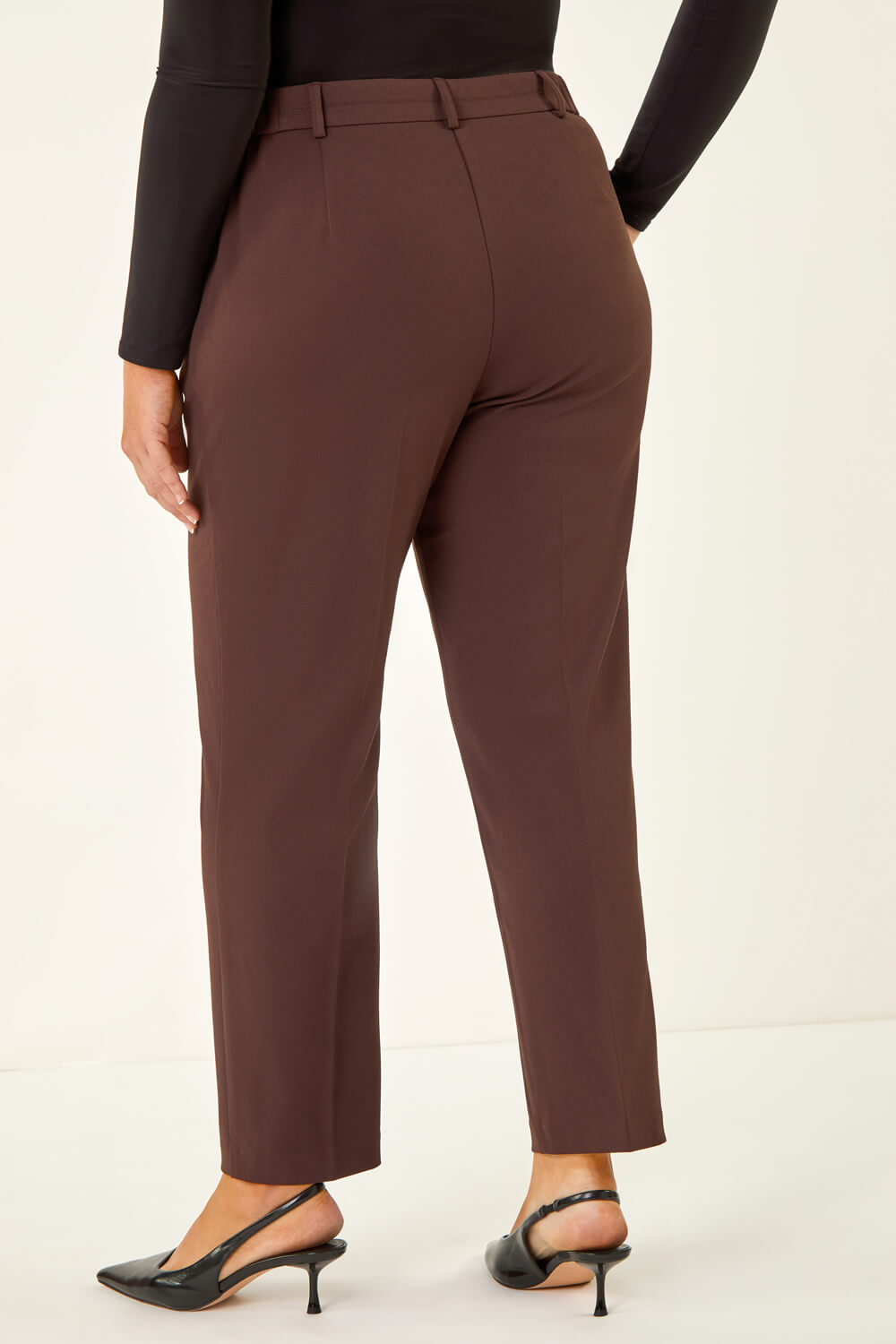 Dark Brown Curve Straight Leg Trouser, Image 4 of 7