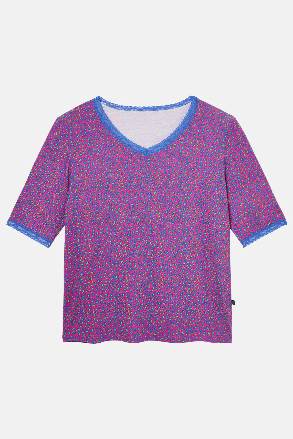 Purple Flourescent British Boxers Purple Flourescent "Wild Cat" Bamboo Lace Short Pyjama Set, Image 5 of 6