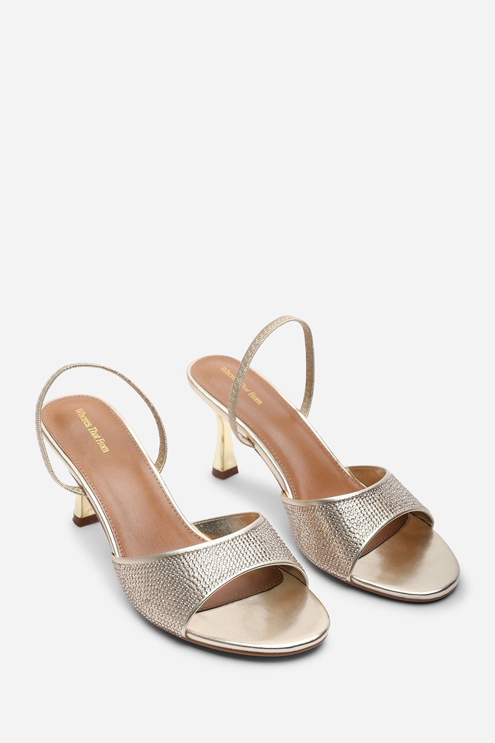 Gold Harmony Open Toe Mid Heel Sandal with Sling back, Image 4 of 6