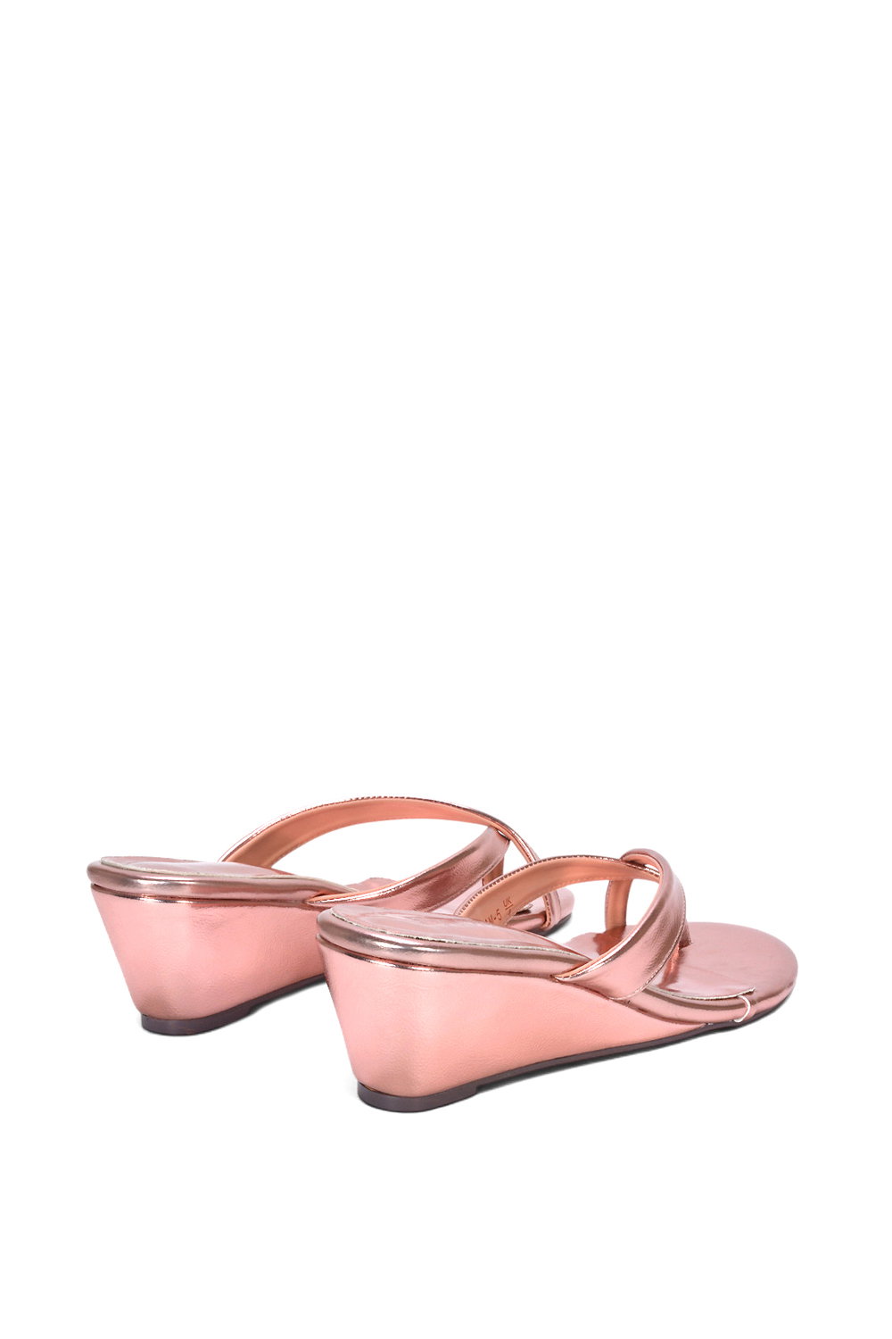 Brown XY LONDON Brown 'Rosa' Mid Wedge Heel Sandal Mules With Toe Post, Image 4 of 6