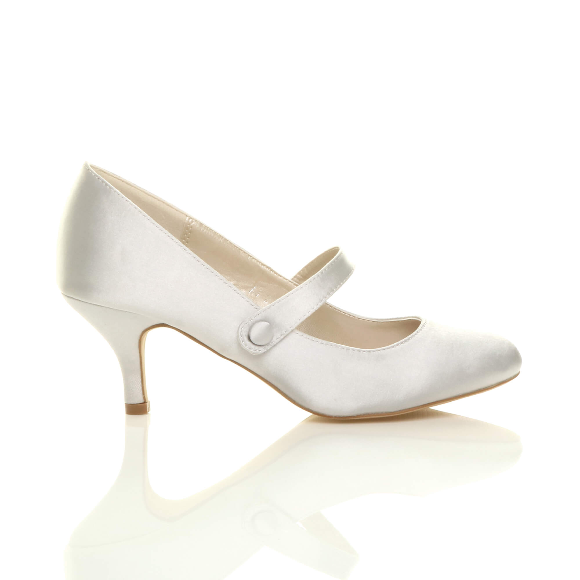 Silver AJVANI Silver Mid Heel Mary Jane Court Shoes, Image 2 of 6