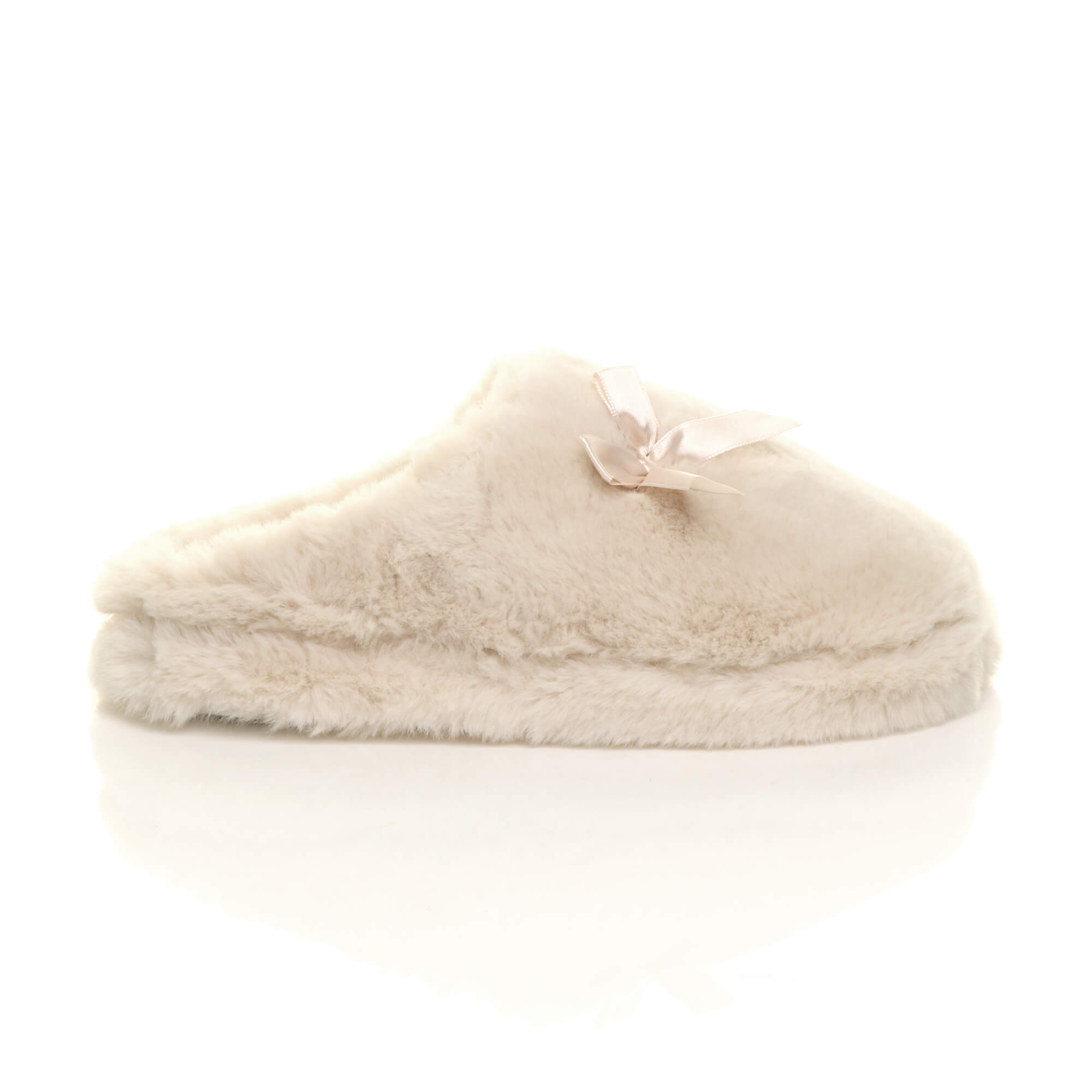 Beige AJVANI Beige Fluffy Mule Slippers, Image 2 of 6