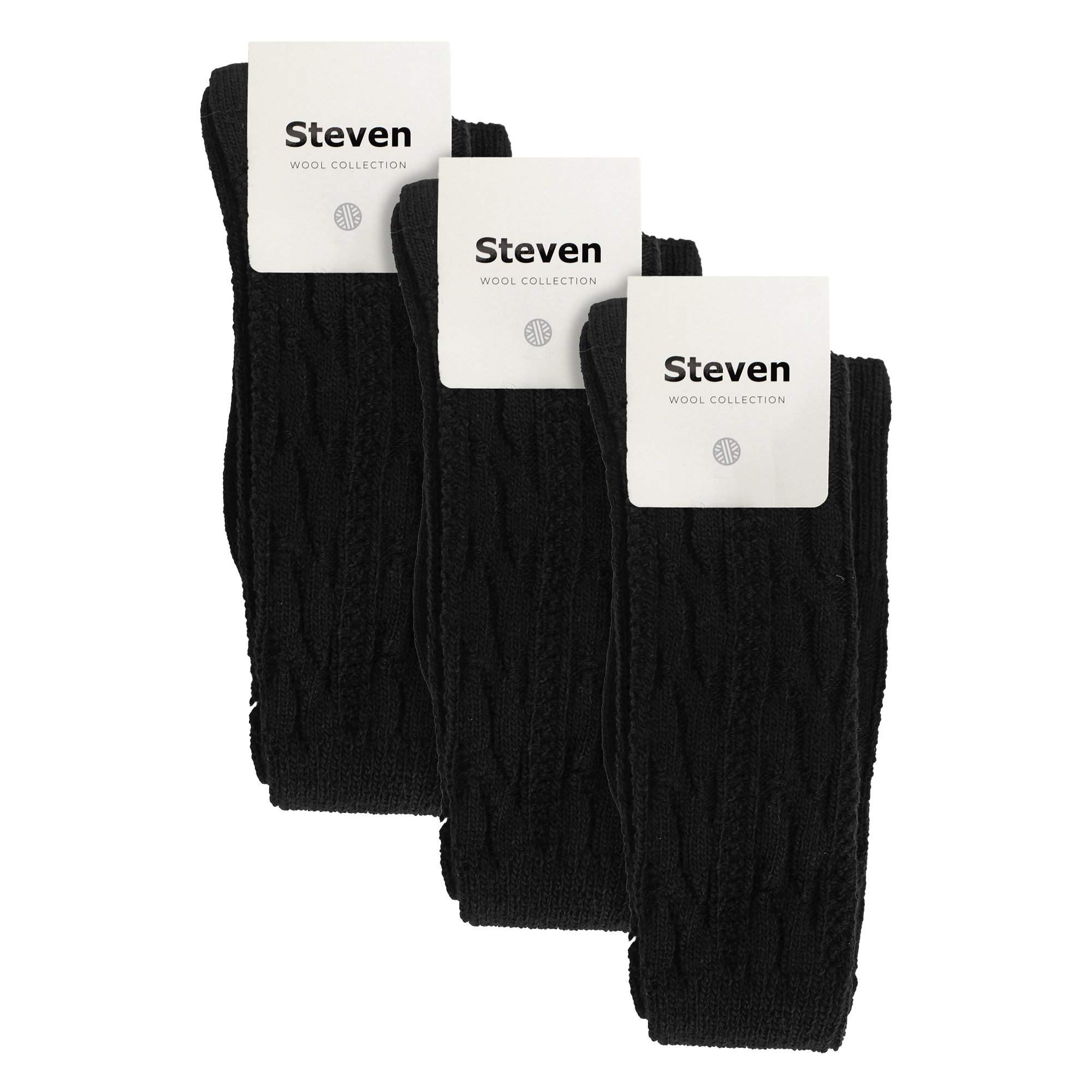 Black 3 Pairs Over The Knee Wool Socks, Image 5 of 5