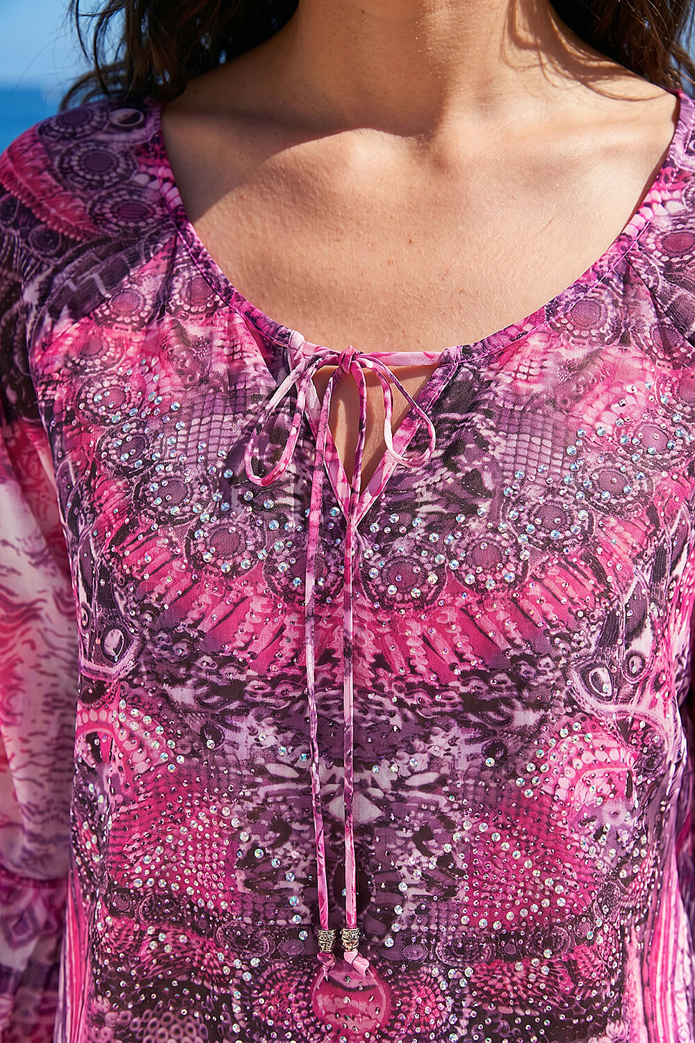 PINK Abstract Sparkly Tunic Top, Image 5 of 4