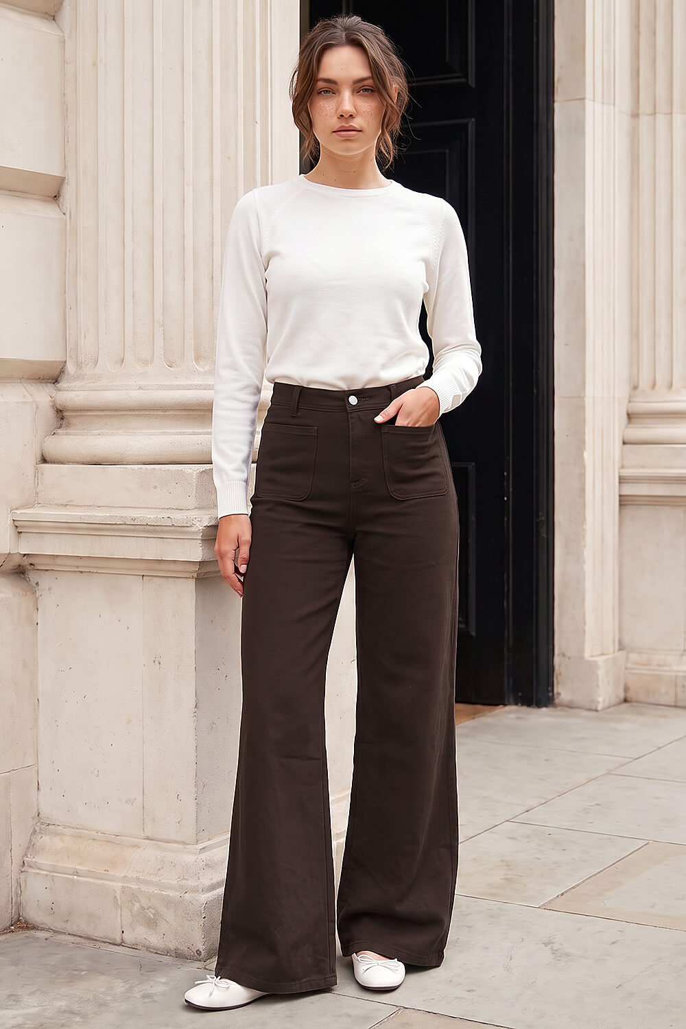 Chocolate Petite Front Pocket Jean, Image 3 of 4