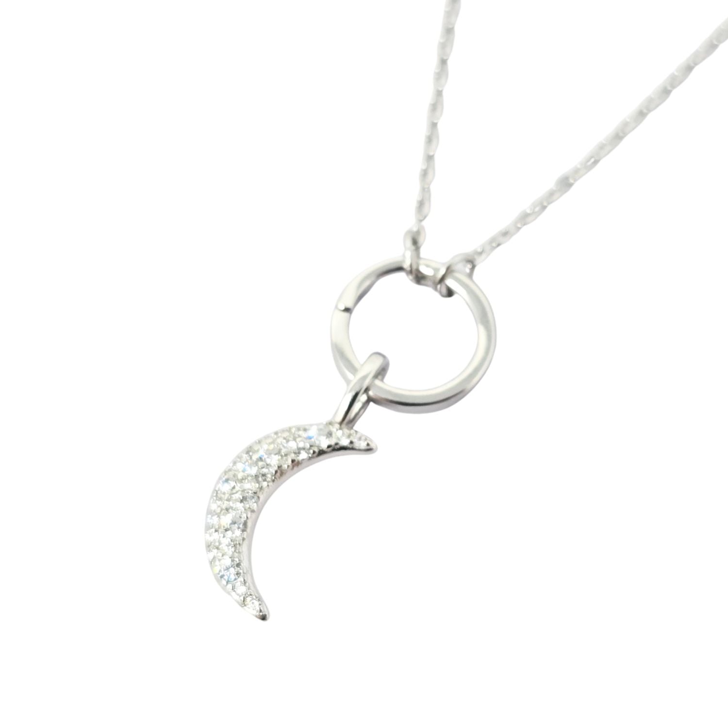 Silver Sterling Silver Crescent Moon Pendant Charm Necklace, Image 1 of 1