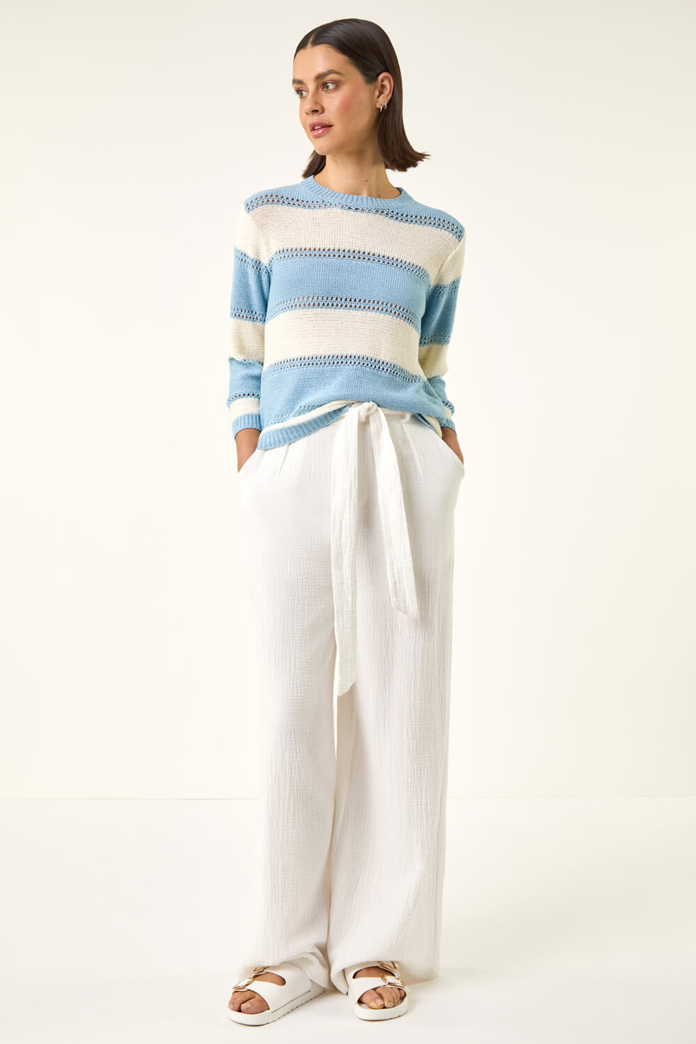 Light Blue Light Stripe Knit Jumper , Image 4 of 5