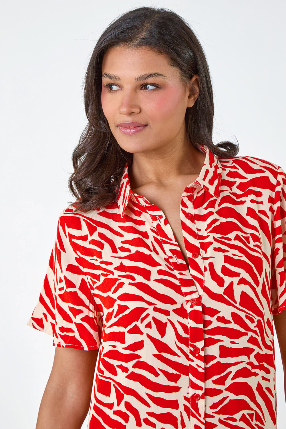 ORANGE Animal Print Tiered Smock Dress, Image 5 of 5