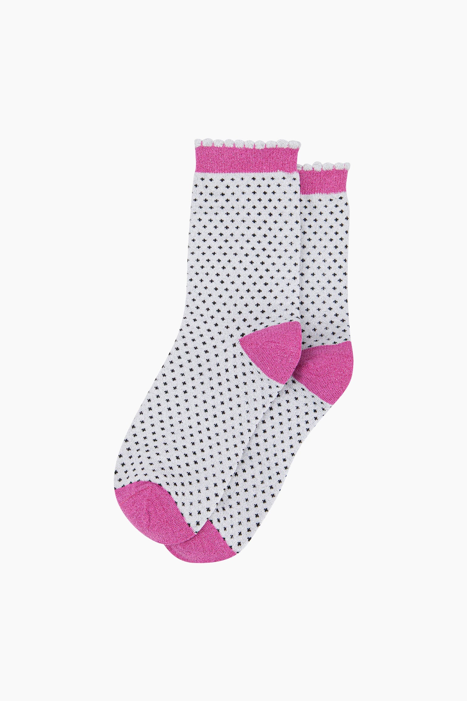 Light Grey Sock Talk Light Grey Polka Dots Combed Cotton Glitter Socks, Image 3 of 4