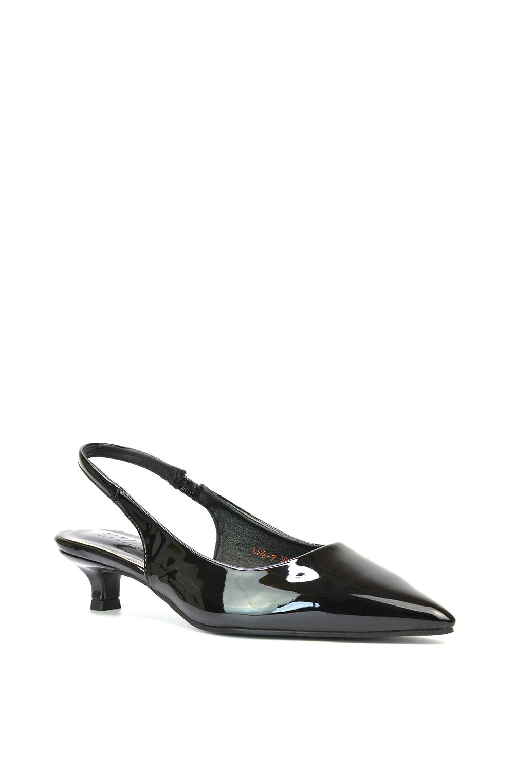 Black XY LONDON Black 'Jenny' Pointed Toe Low Kitten Heel Slingback Pumps, Image 2 of 5