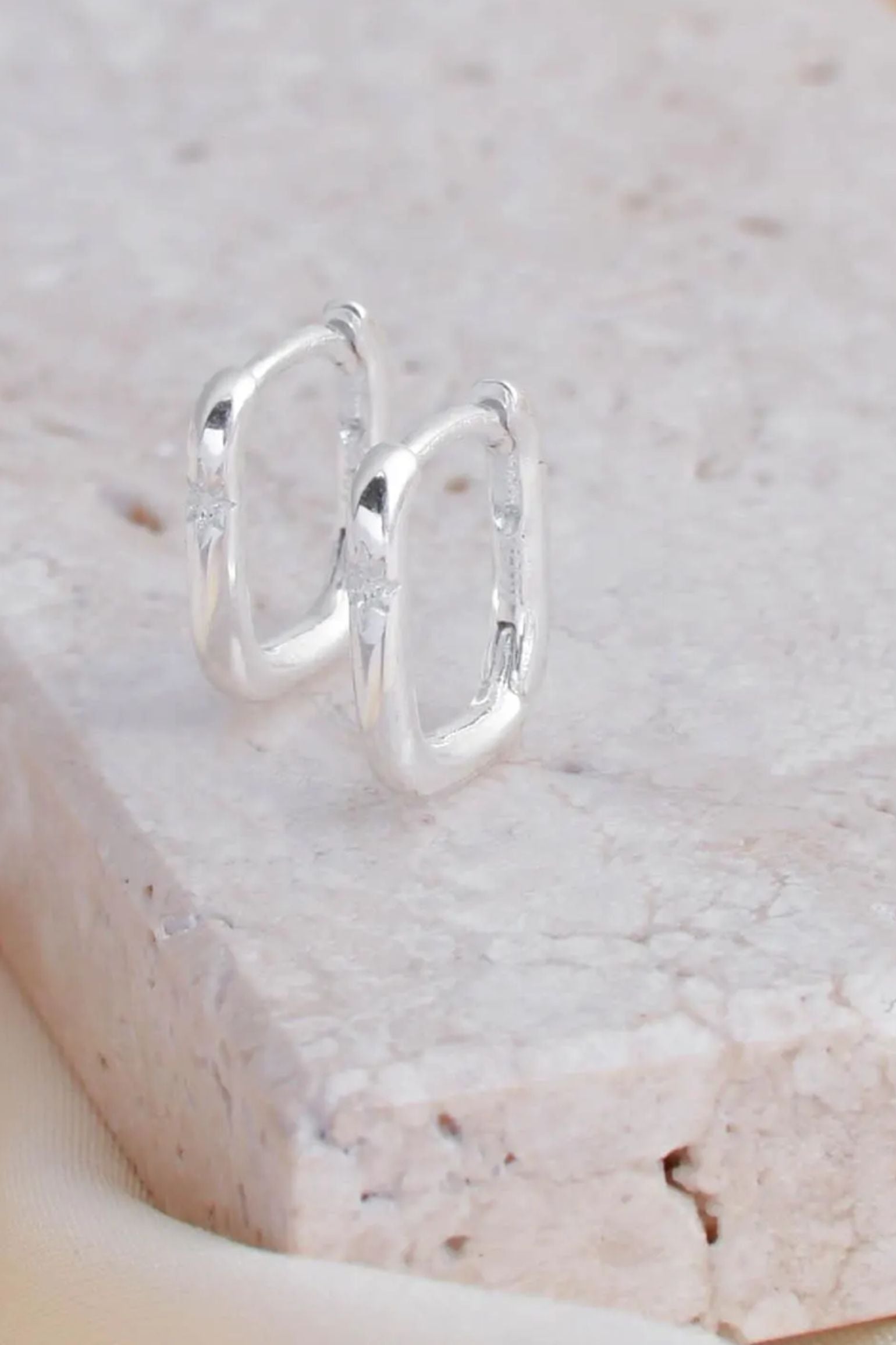 Silver Sterling Silver Engraved Starburst Hoops, Image 1 of 4