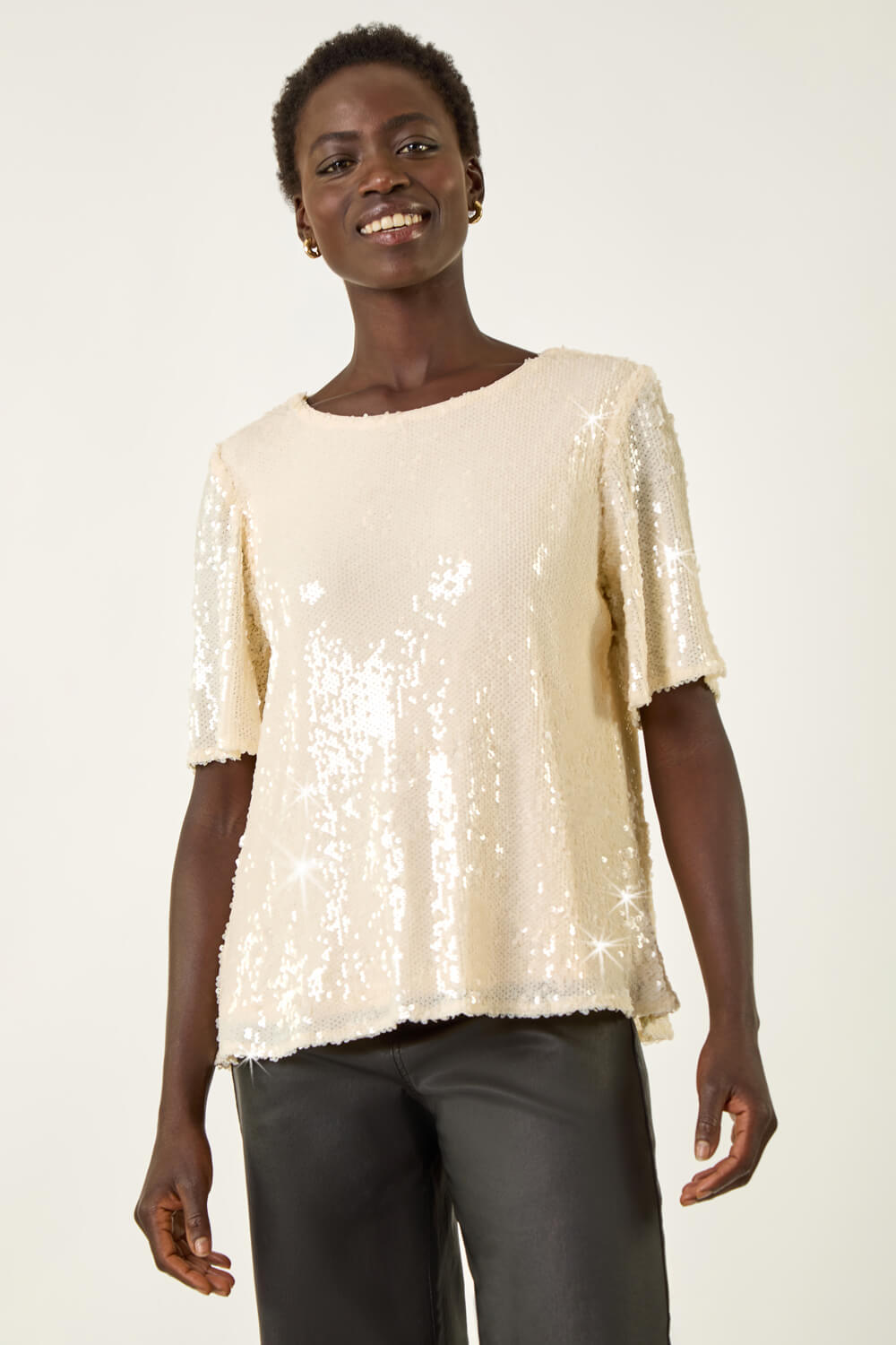 Cream Sequin Embellished Top, Image 5 of 5