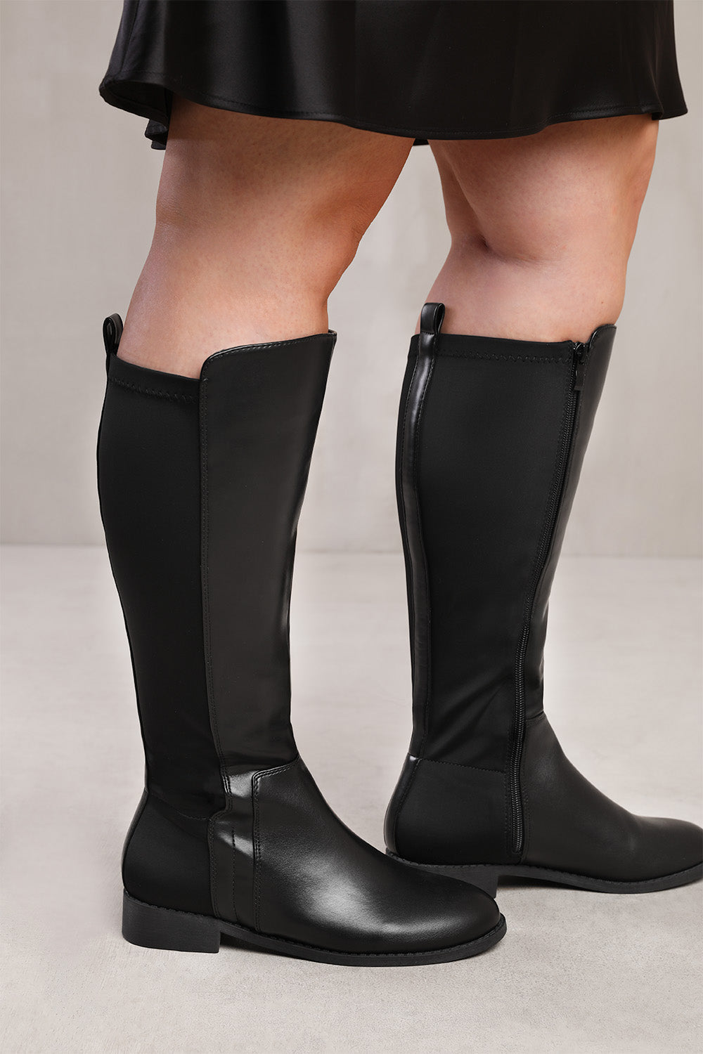 Black 'Parker' Stretch Wide Calf Knee High Boots, Image 1 of 4