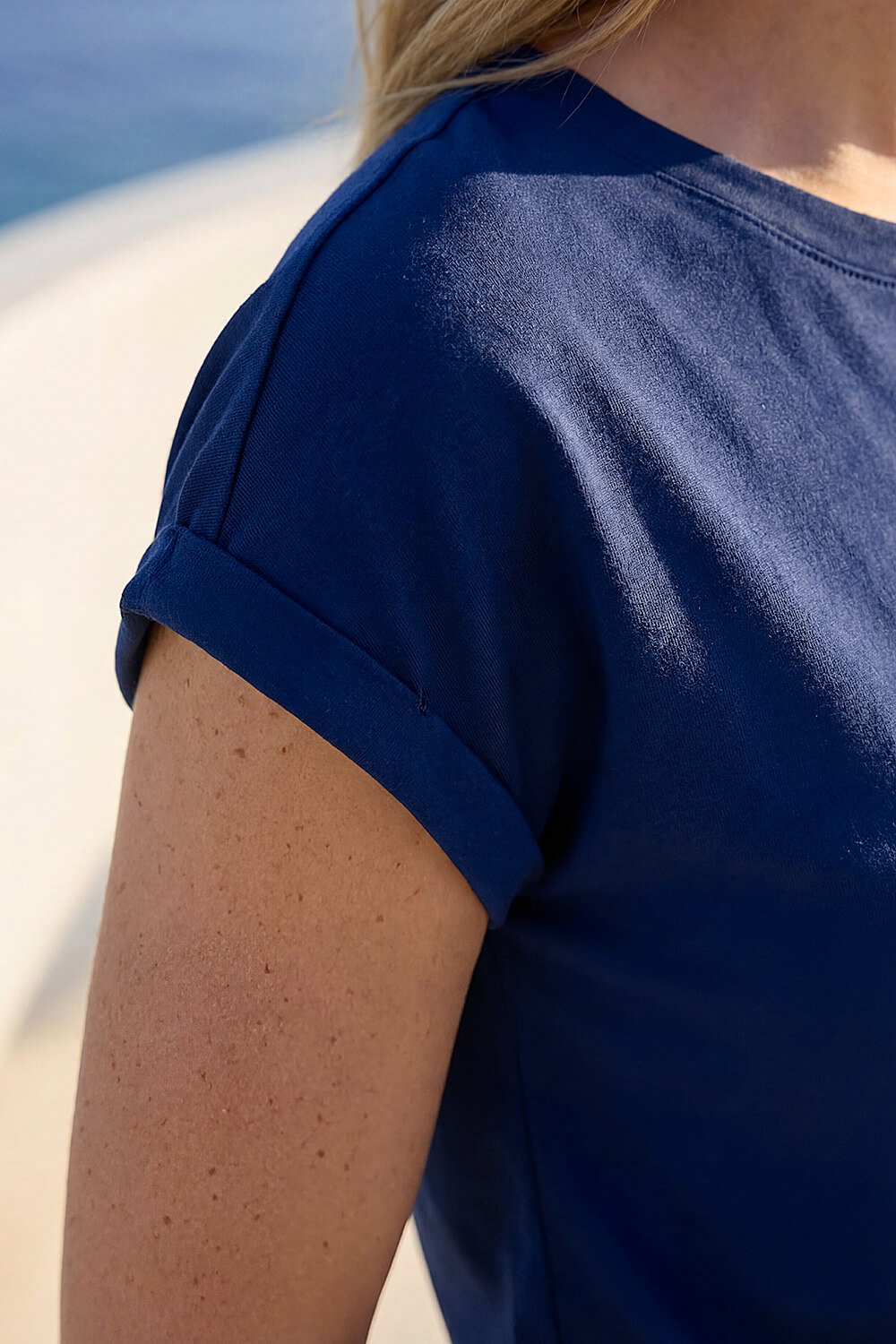 Navy Plain Stretch Cotton Jersey T-Shirt, Image 5 of 4