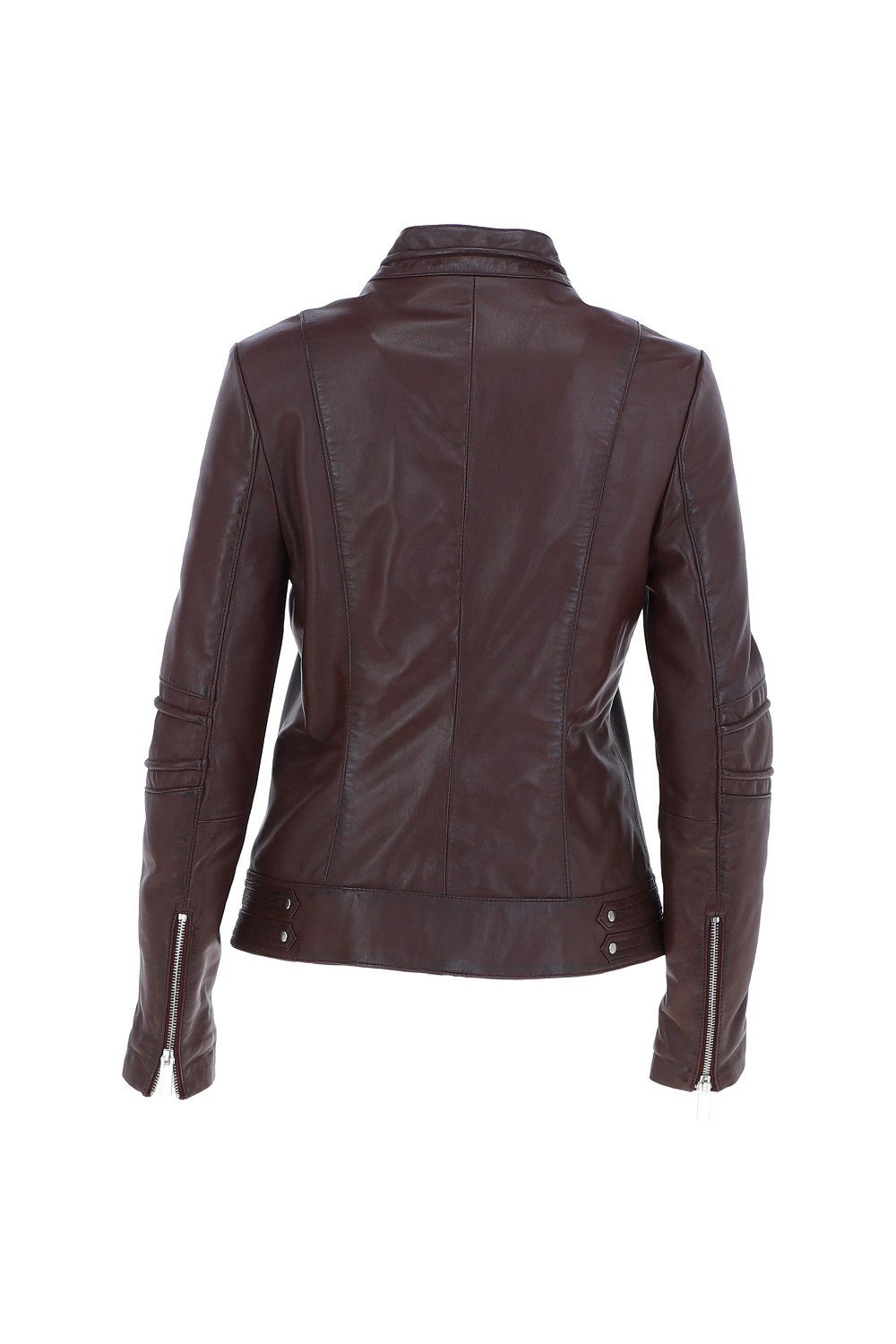 Wine 'Lillian' Real Leather Biker Jacket, Image 3 of 4