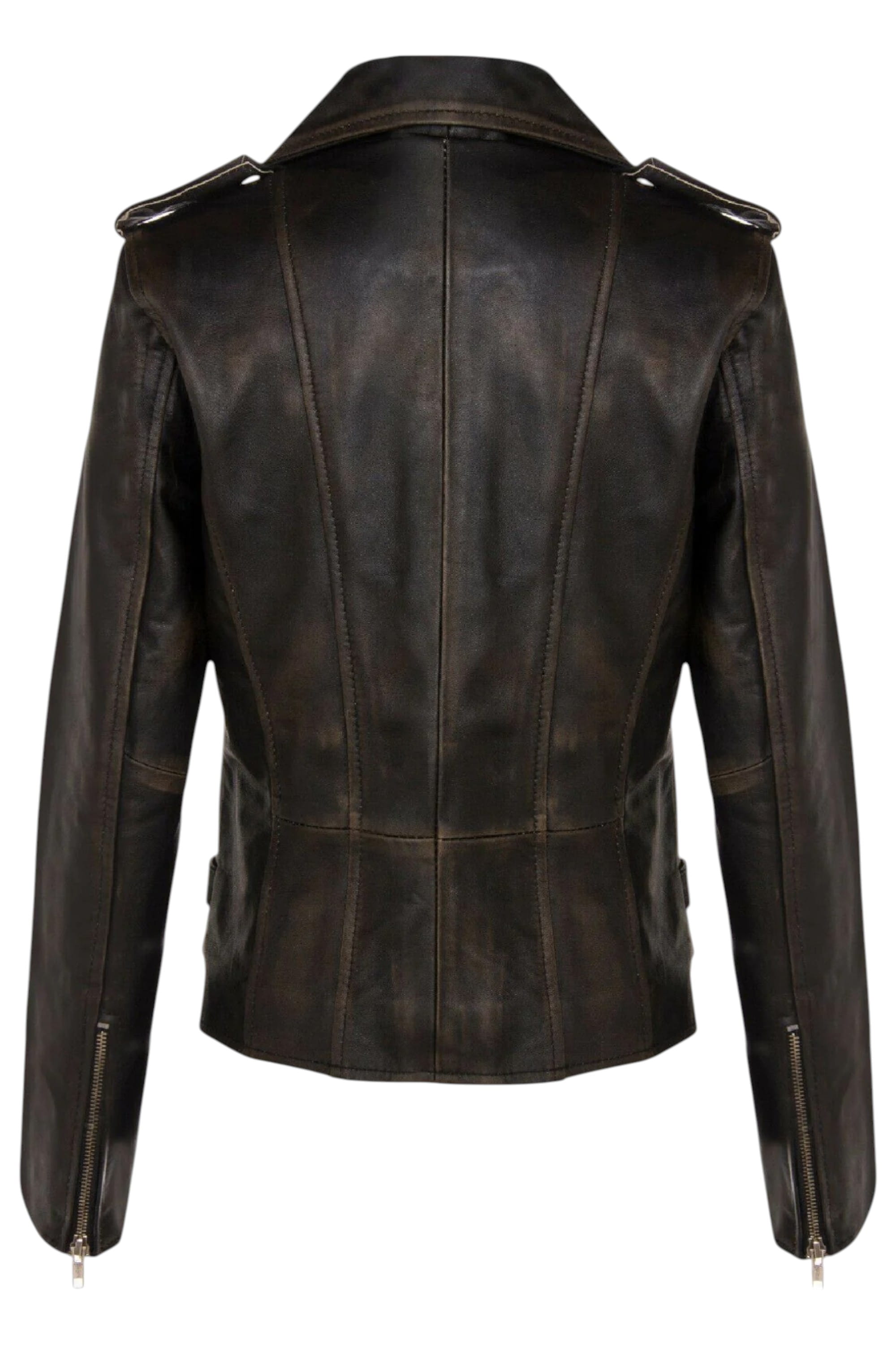 Tortoishell Leather Brando Biker Jacket-Loddon, Image 4 of 6