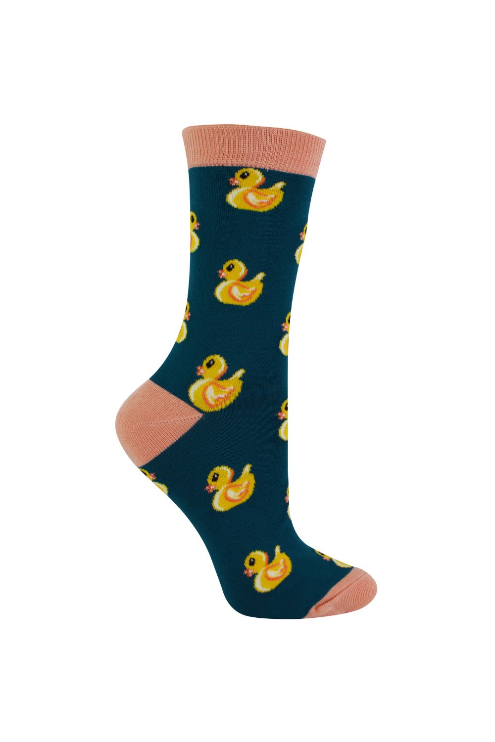 Teal 1 Pack Novelty Teal Rubber Duck Bamboo Socks, Image 1 of 5
