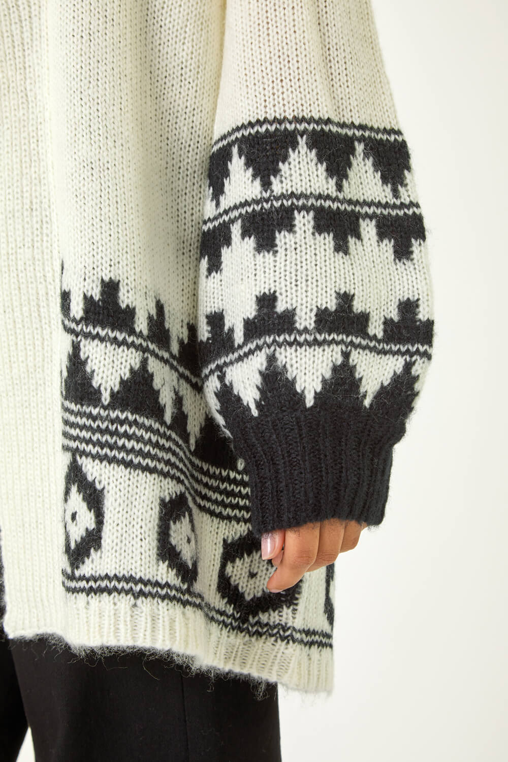 Ivory Patterned Knit Cardigan, Image 6 of 5