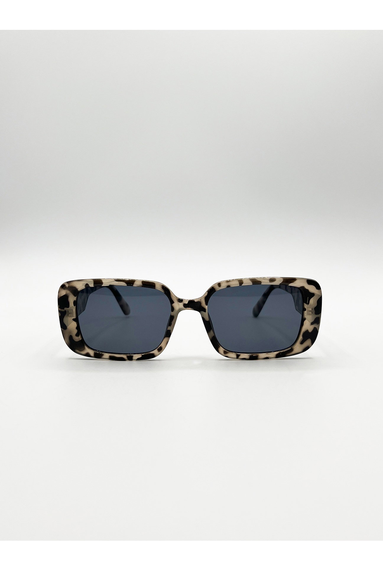 Black Oversized Sunglasses In Animal Print