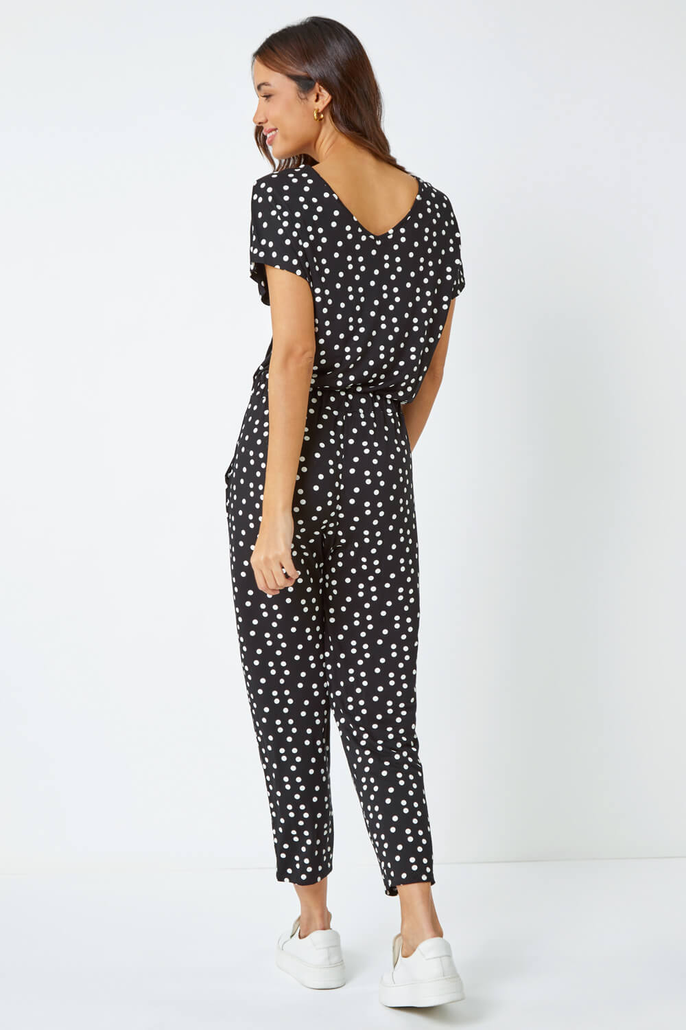 Black Polka Dot Jumpsuit with Belt