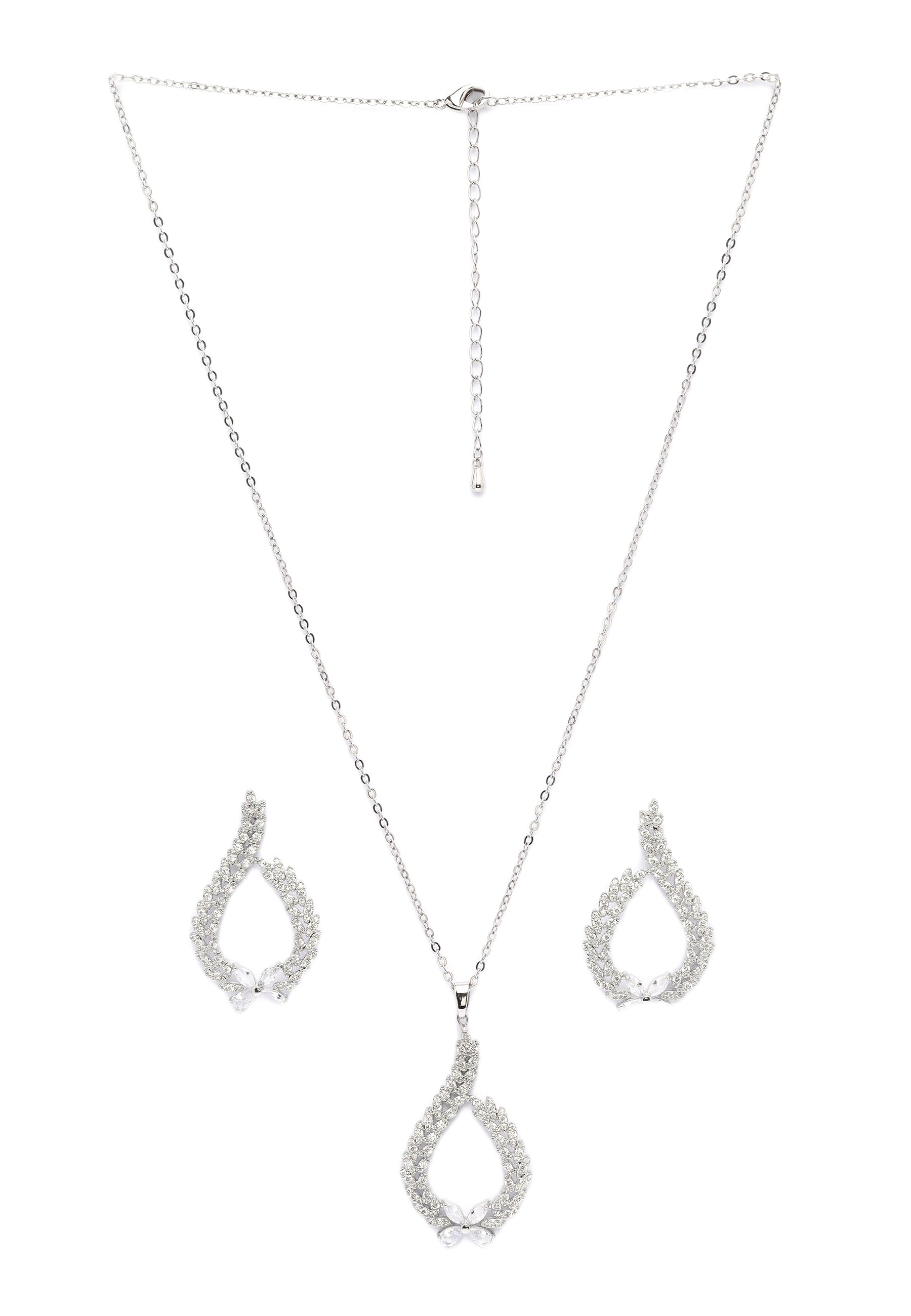 Silver Ethereal Bow-shaped Earrings and Necklace set, Image 3 of 7