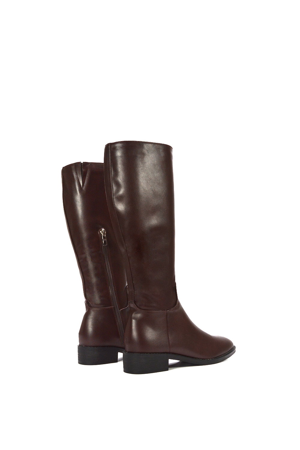 Brown XY LONDON Brown 'Lucia' Low Block Heel Knee High Riding Boots, Image 4 of 6