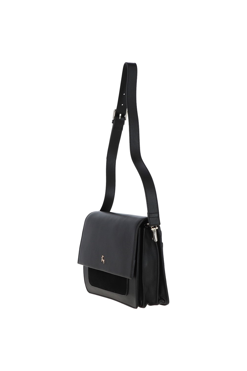 Black 'Fabrizia' Two Sections Leather Shoulder Bag, Image 3 of 4