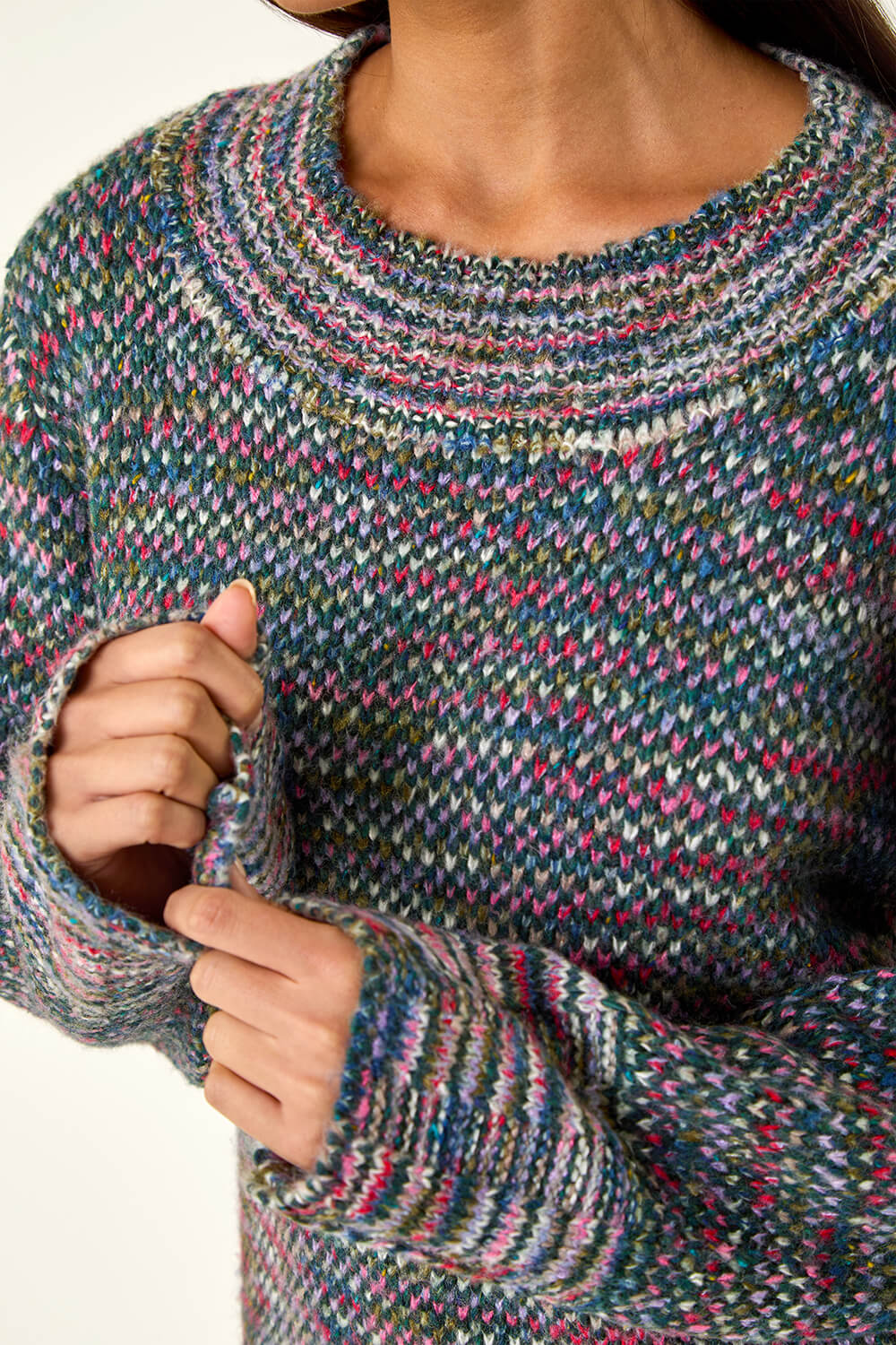 Multi Petite Contrast Knitted Jumper, Image 6 of 5