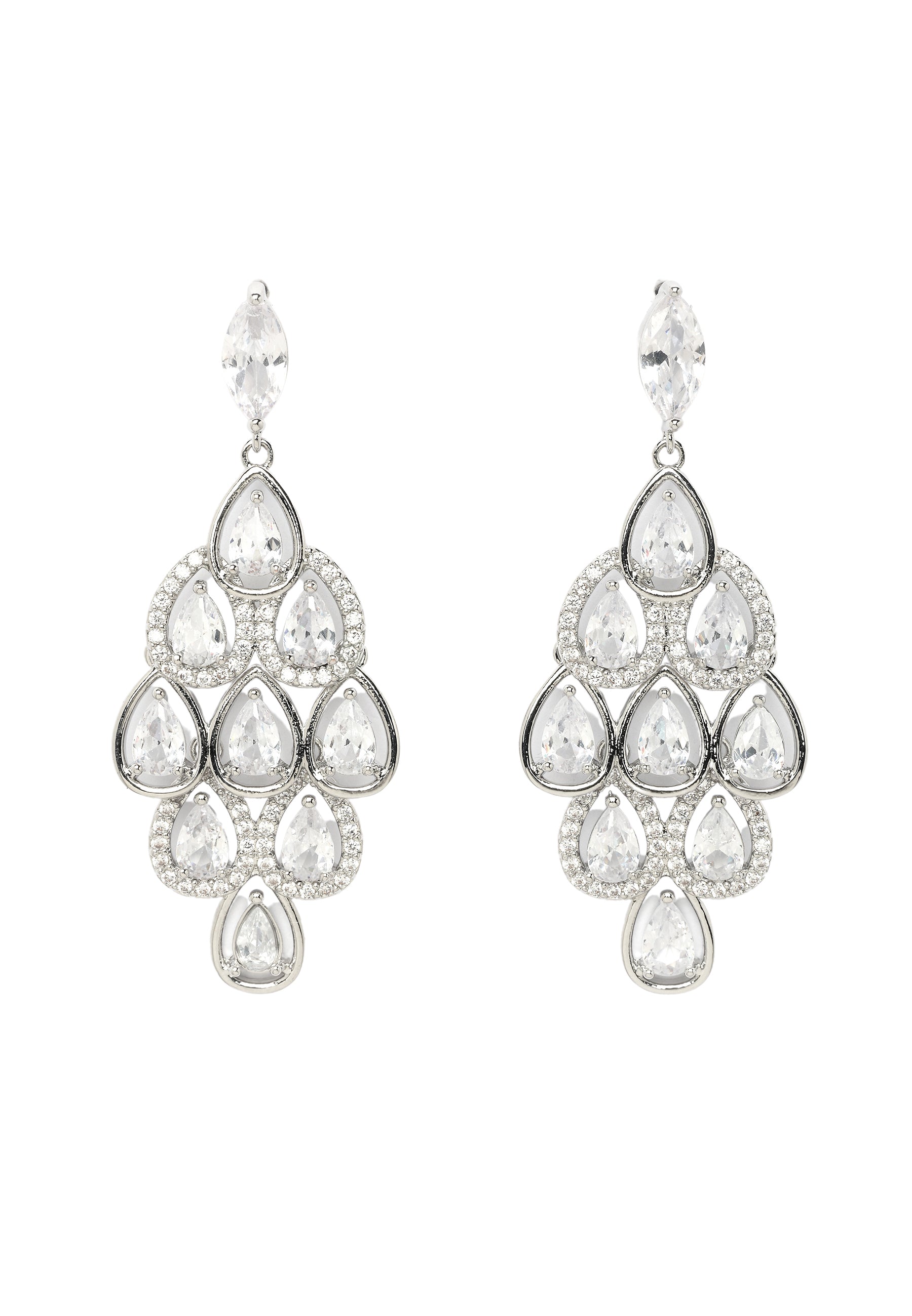 Silver Pearlescent Waterfall Necklace and Earrings Set, Image 4 of 7