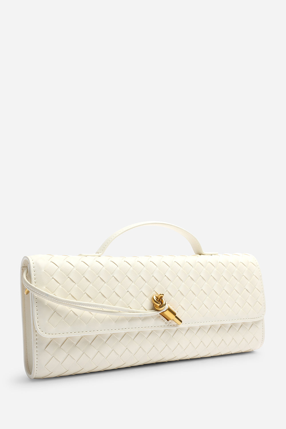 Cream Petal Envelope Style Woven Clutch Bag, Image 2 of 4
