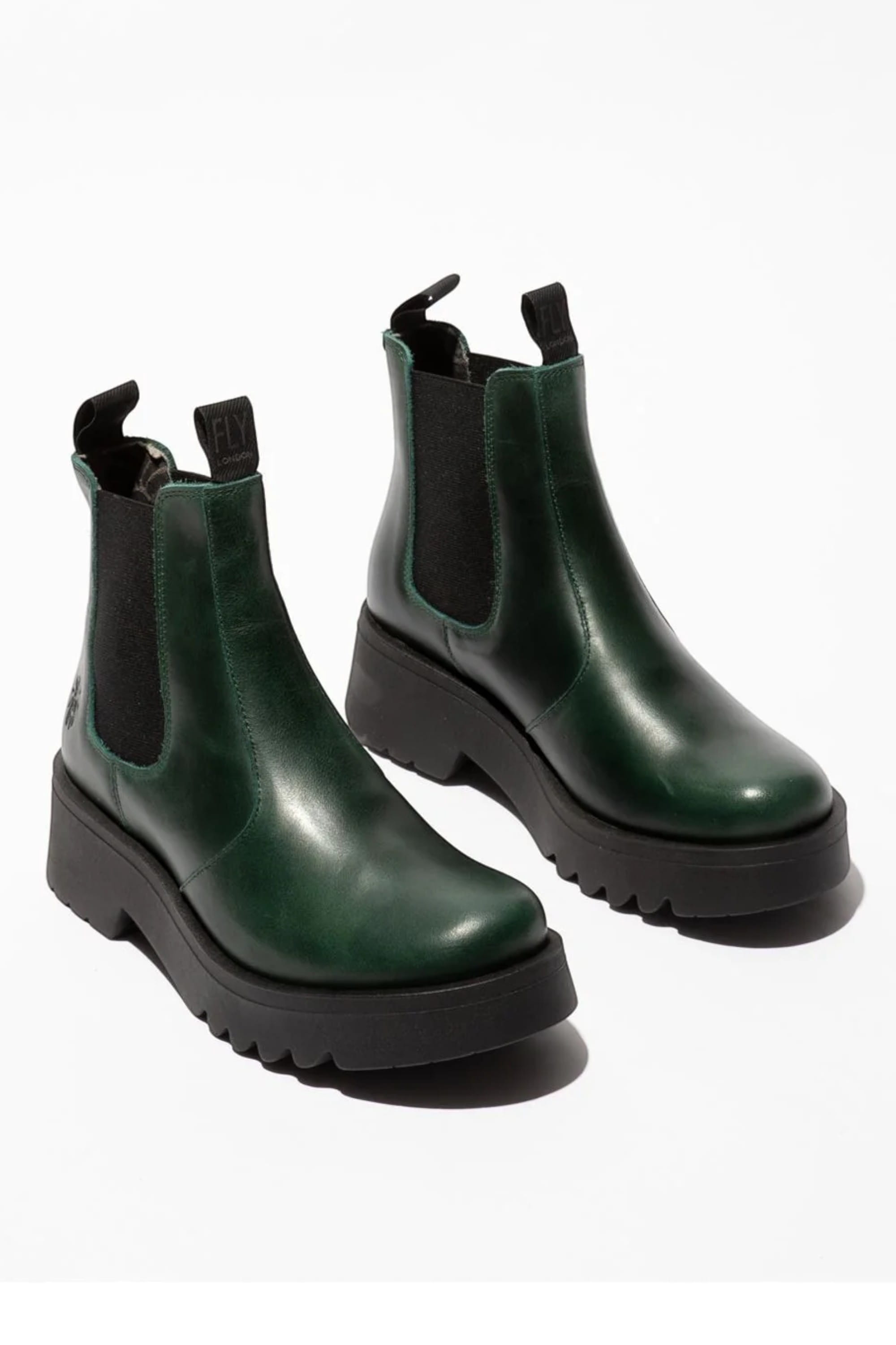 Dark Green Womens Soft Chelsea Ankle Boots-MEDI789, Image 4 of 5