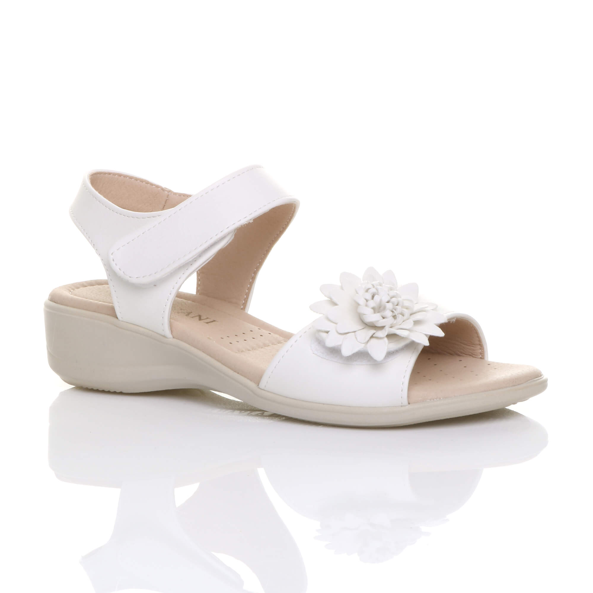 White AJVANI White Comfort Touch Close Sandals, Image 1 of 6