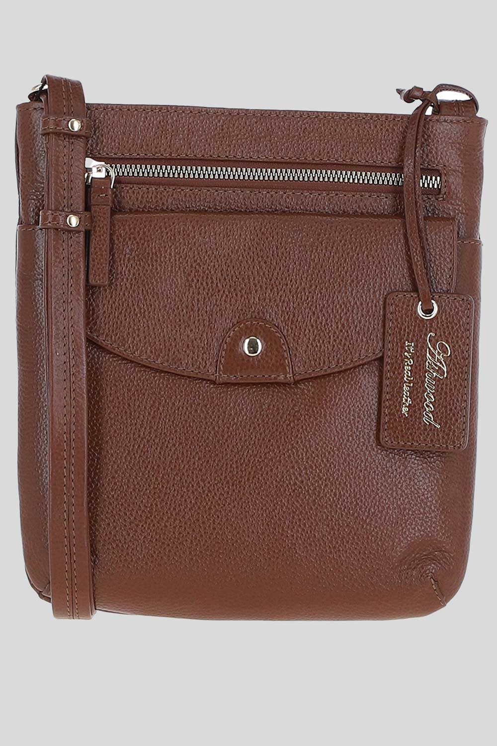 Tan 'Five CB' Real Leather Cross Body Bag, Image 1 of 5