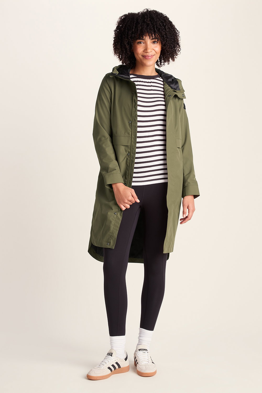 Khaki Saunter Long Waterproof Jacket, Image 4 of 6