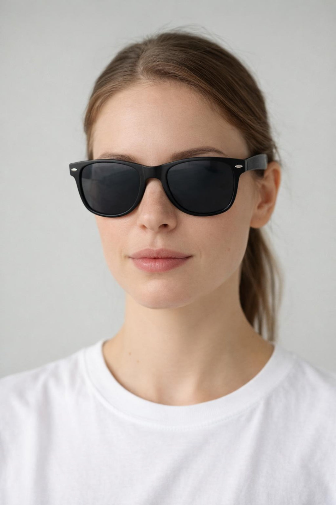 Black Classic Wayfarer Sunglasses With Black Matte Frame