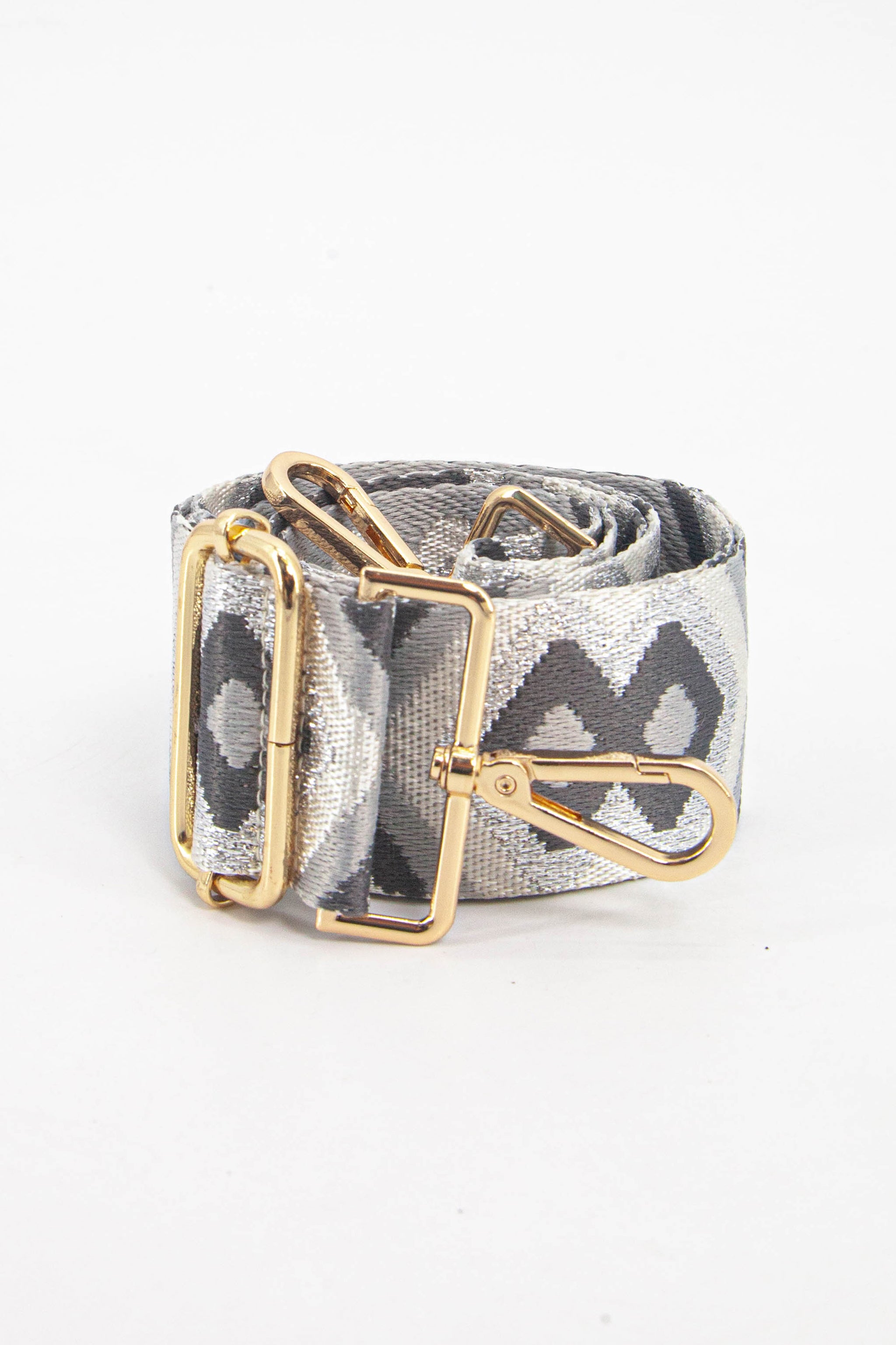 Grey Metallic Aztec Woven Bag Strap, Image 3 of 4