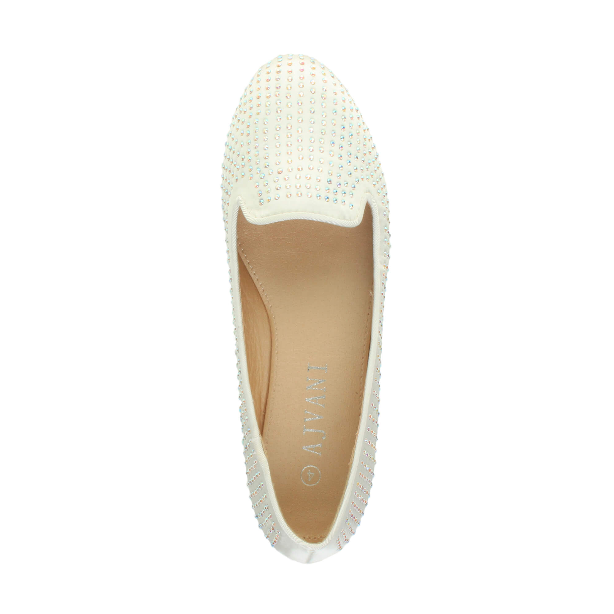 Ivory AJVANI Ivory Flat Diamante Loafers Ballet Pumps, Image 7 of 8