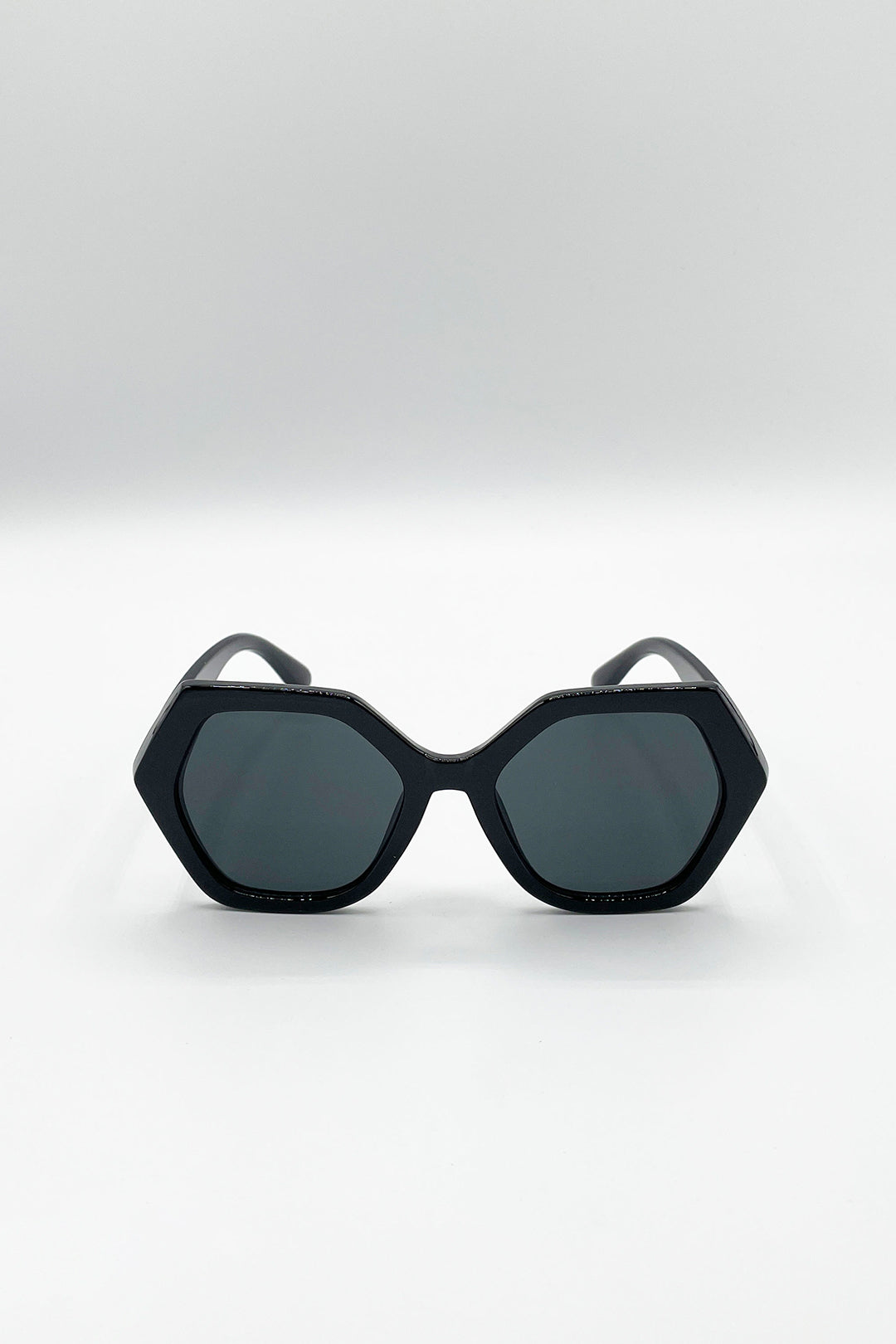 Black Oversized Rounded Angular Sunglasses, Image 1 of 5