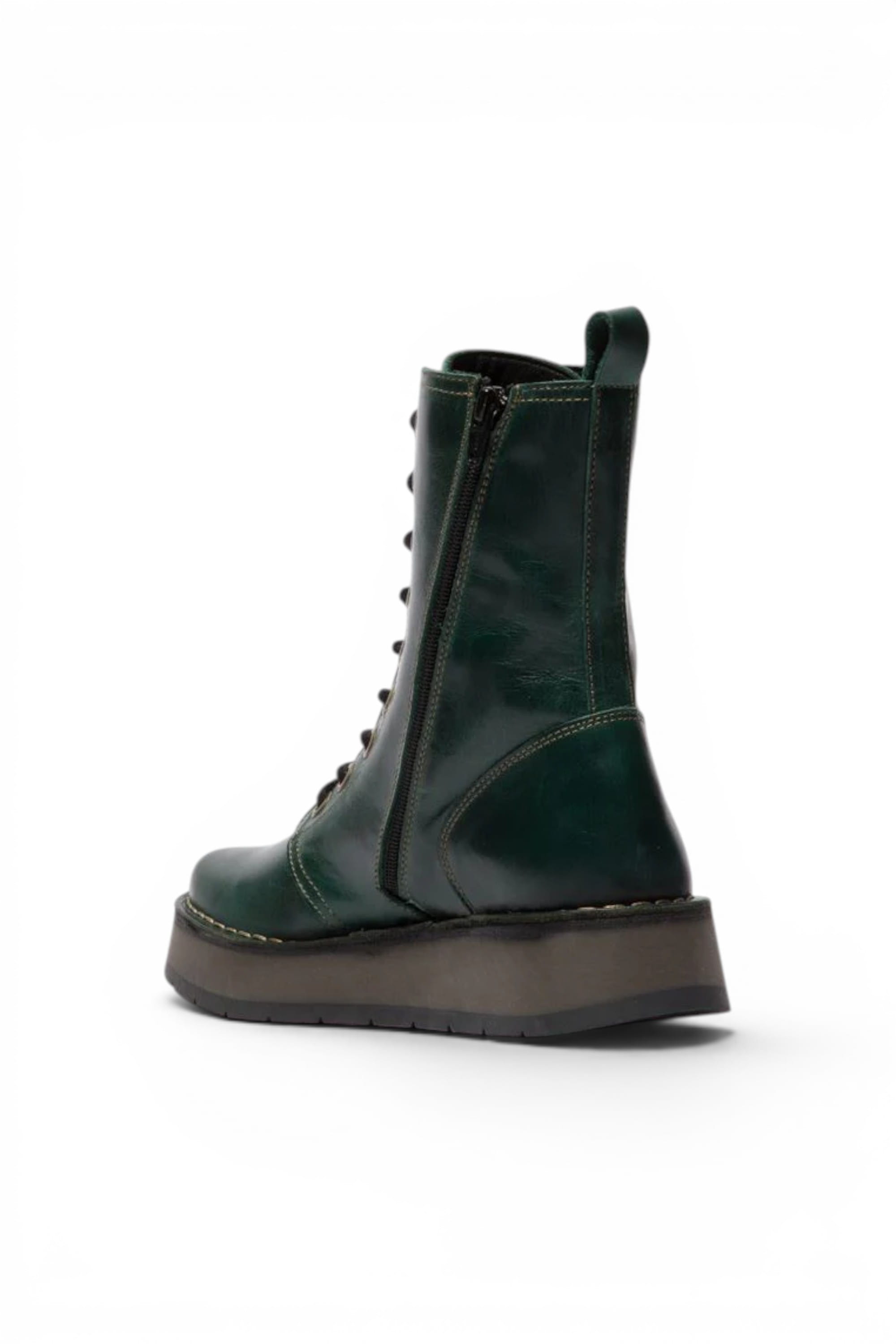 Dark Green Womens Leather Ankle Dress Boots-RAMI043, Image 4 of 5