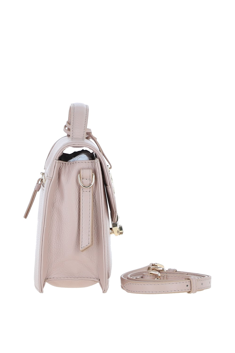 Beige Ashwood Leather Beige Compact Handbag With Detachable Crossbody Strap, Image 4 of 4