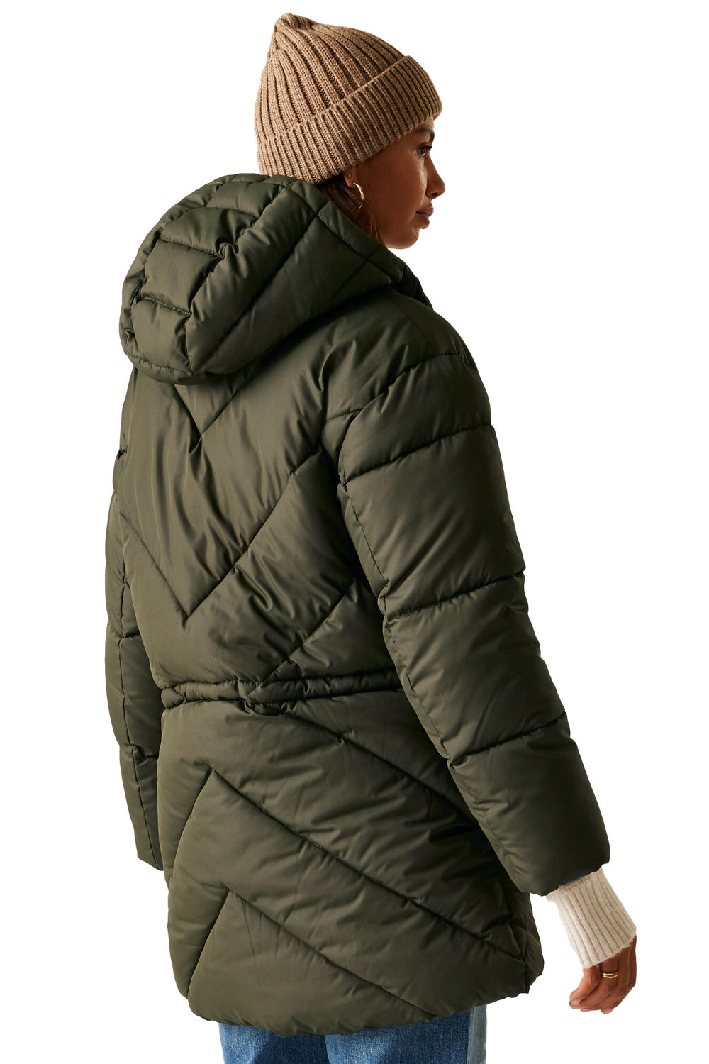 Khaki Rusey Quilted Padded Jacket, Image 4 of 5