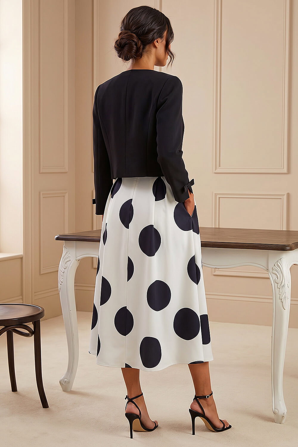 Black Smart Bow Detail Jacket, Image 4 of 4