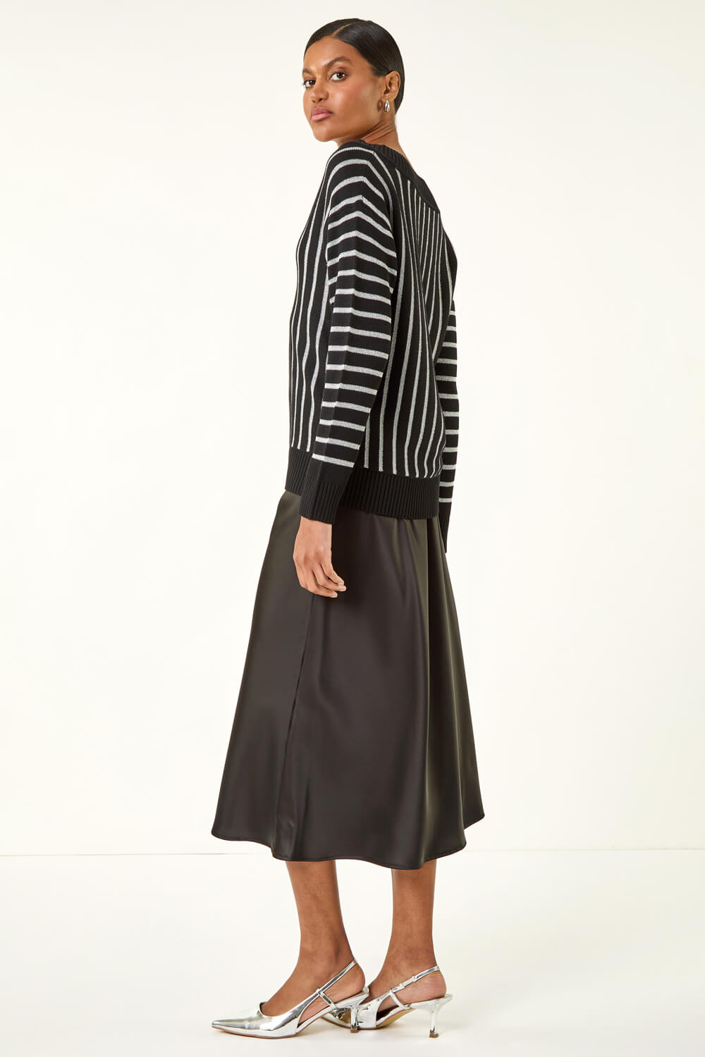 Black Metallic Stripe Knit Jumper, Image 4 of 5